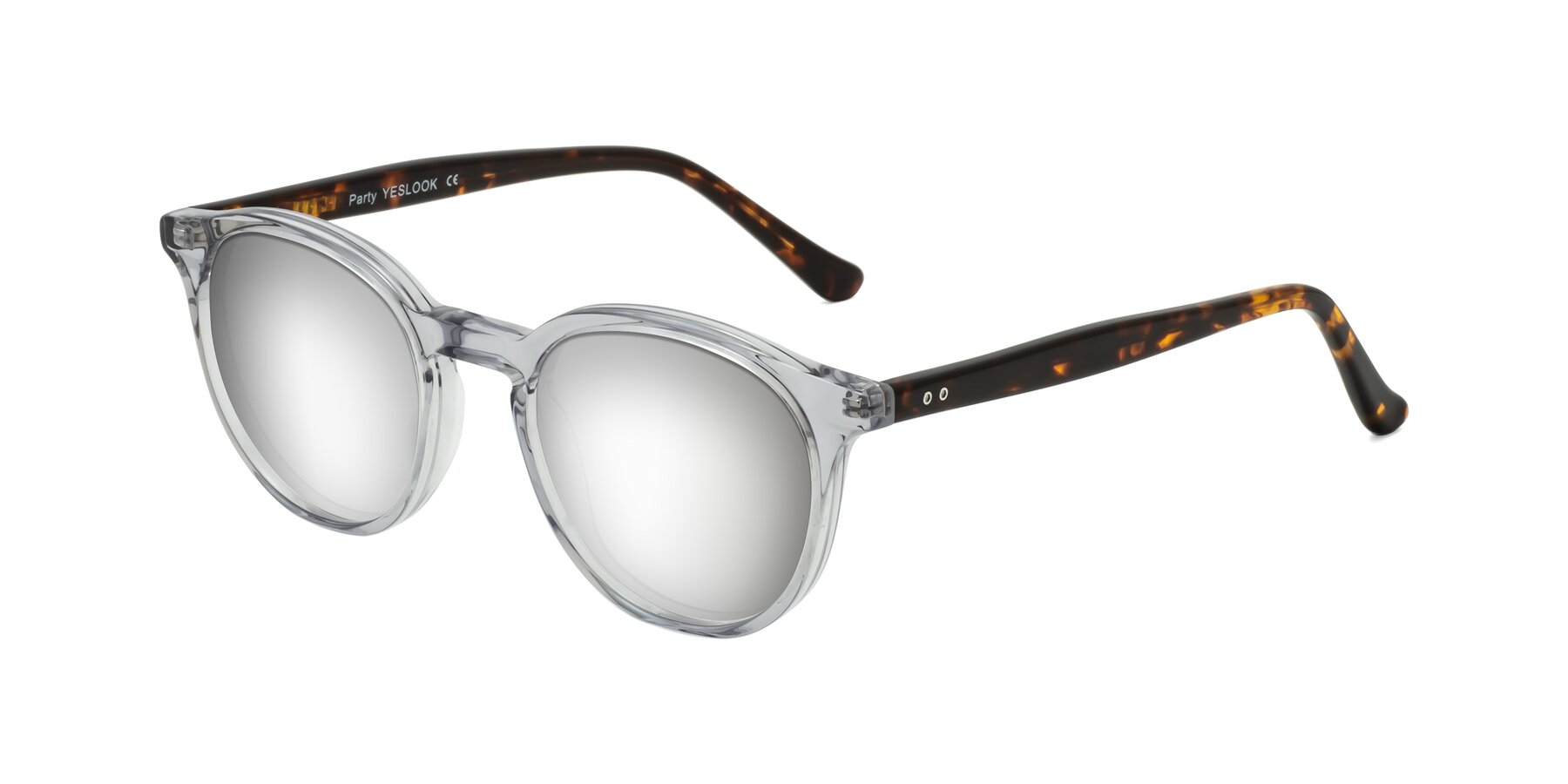Angle of Party in Clear Gray/Tortoise with Silver Mirrored Lenses