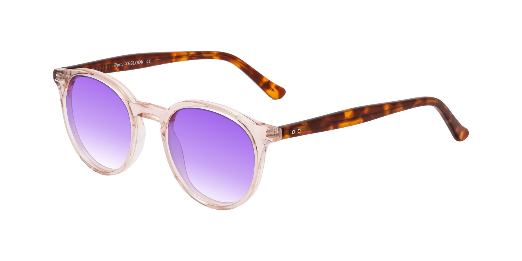 Angle of Party in Clear Pink-Tortoise with Purple Gradient Lenses