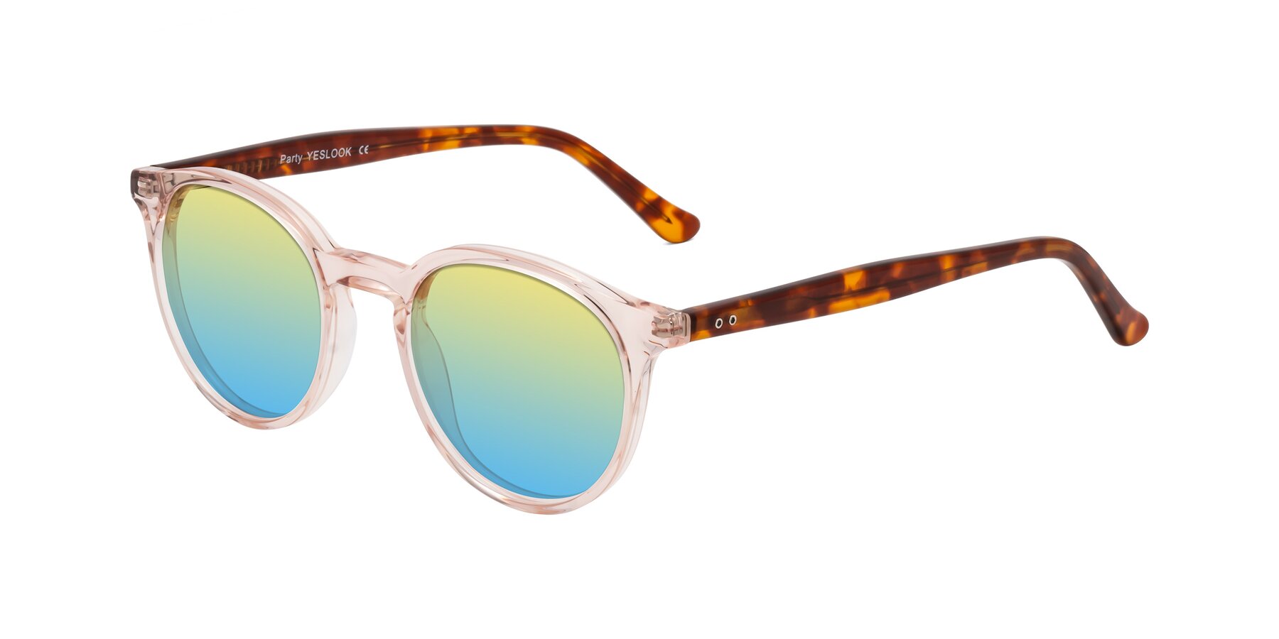Angle of Party in Clear Pink-Tortoise with Yellow / Blue Gradient Lenses