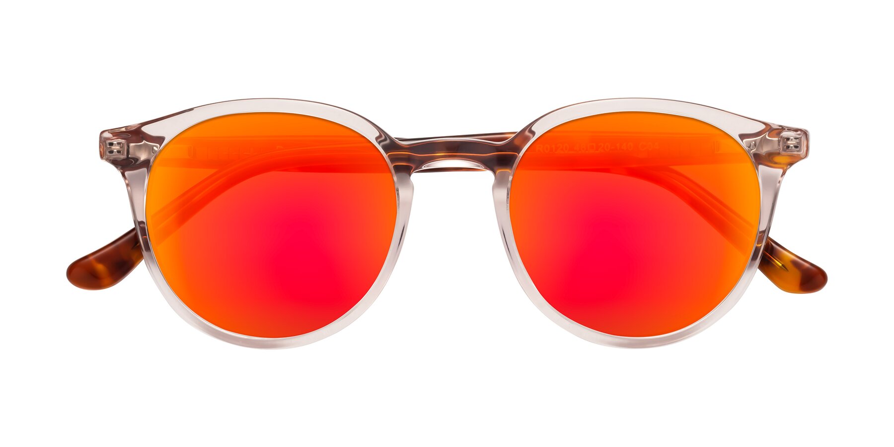 Folded Front of Party in Clear Pink-Tortoise with Red Gold Mirrored Lenses