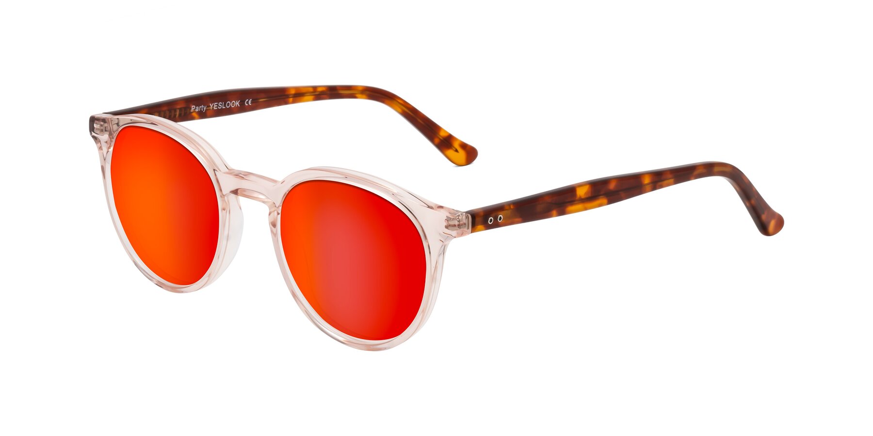 Angle of Party in Clear Pink-Tortoise with Red Gold Mirrored Lenses