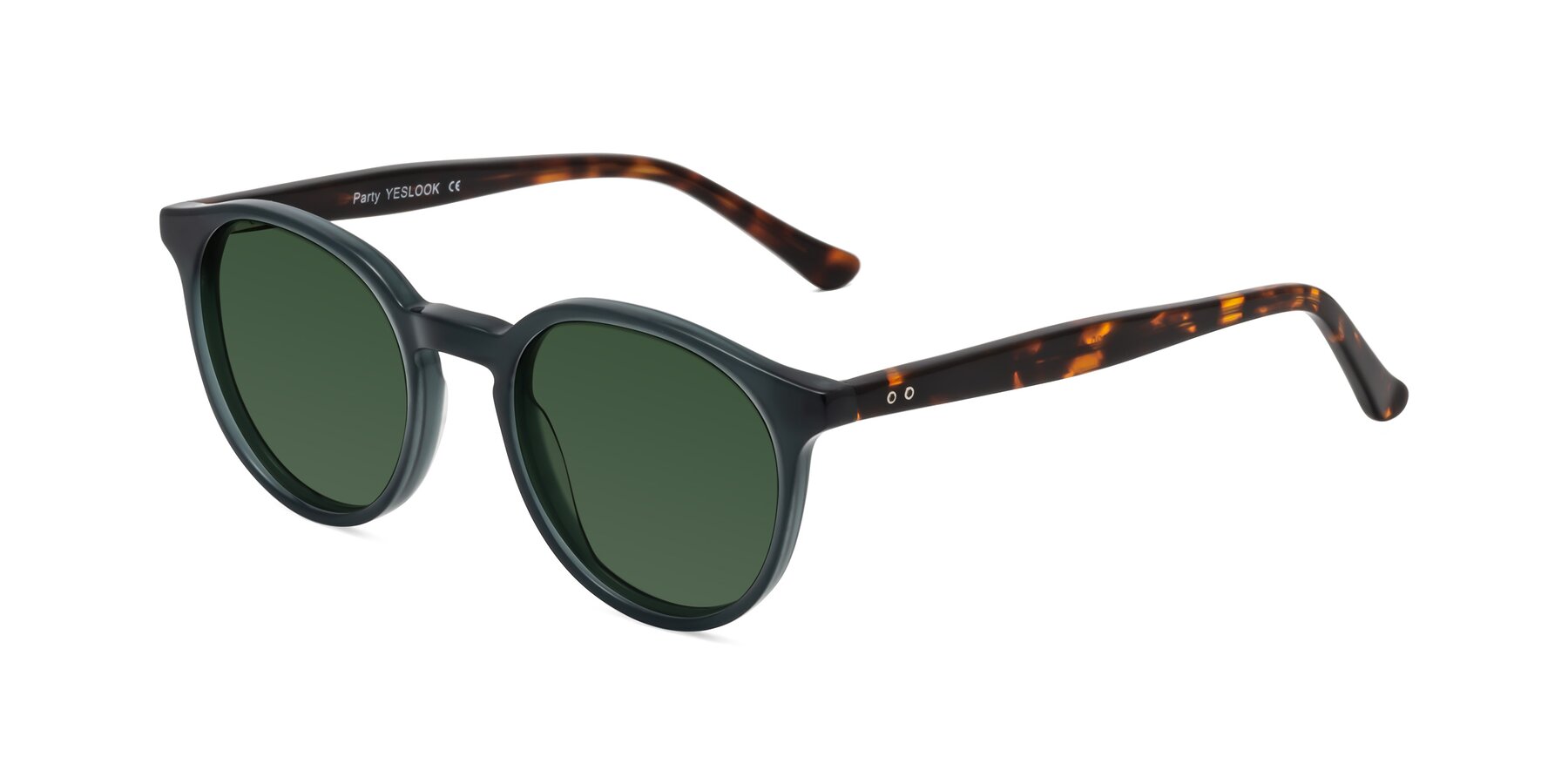 Angle of Party in Abyss Blue/Tortoise with Green Tinted Lenses