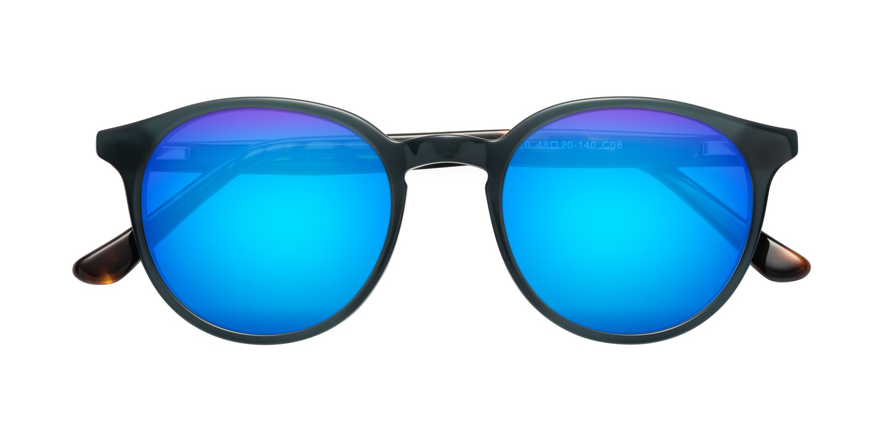 Folded Front of Party in Abyss Blue-Tortoise with Blue Mirrored Lenses
