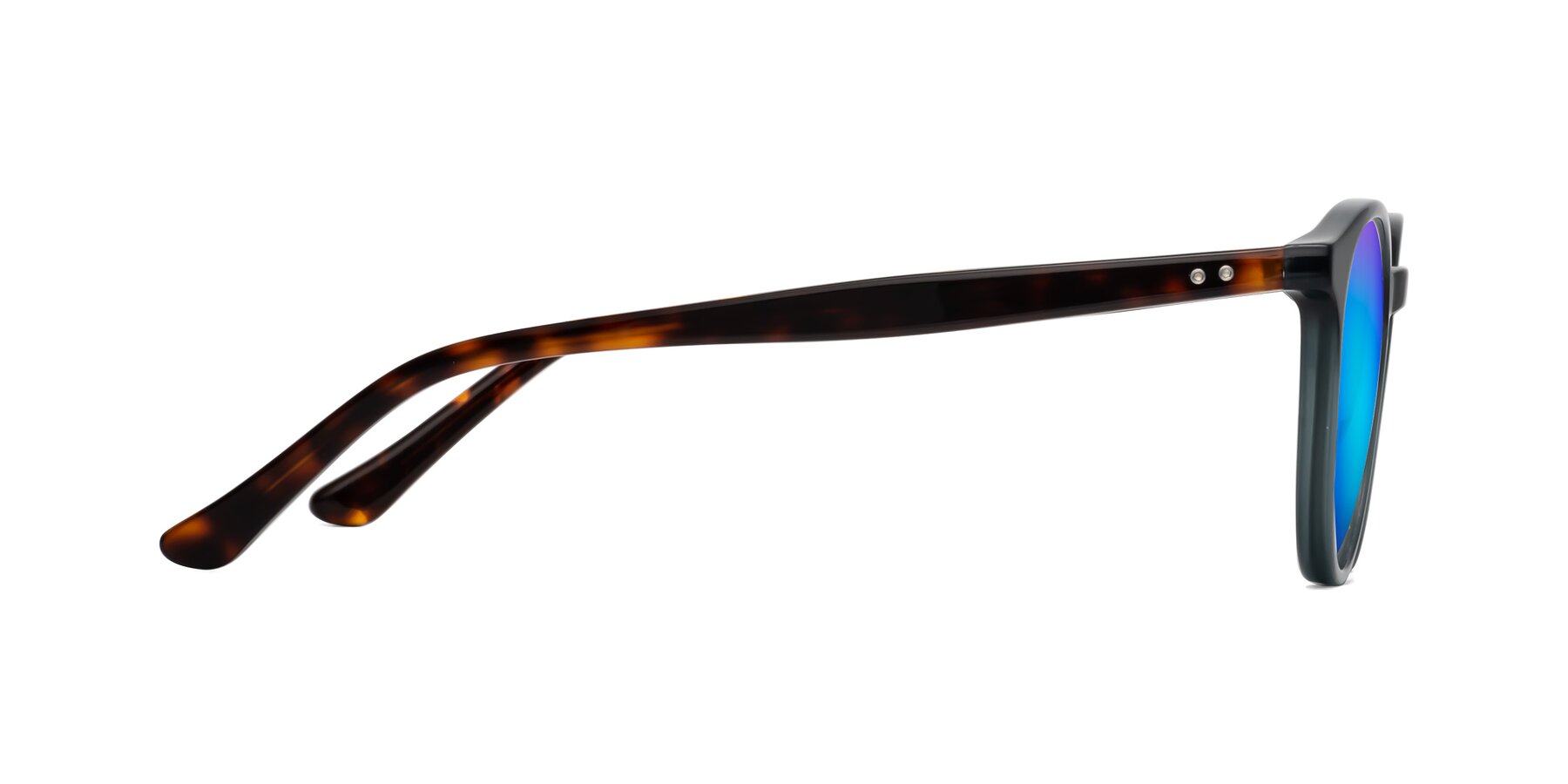 Side of Party in Abyss Blue-Tortoise with Blue Mirrored Lenses
