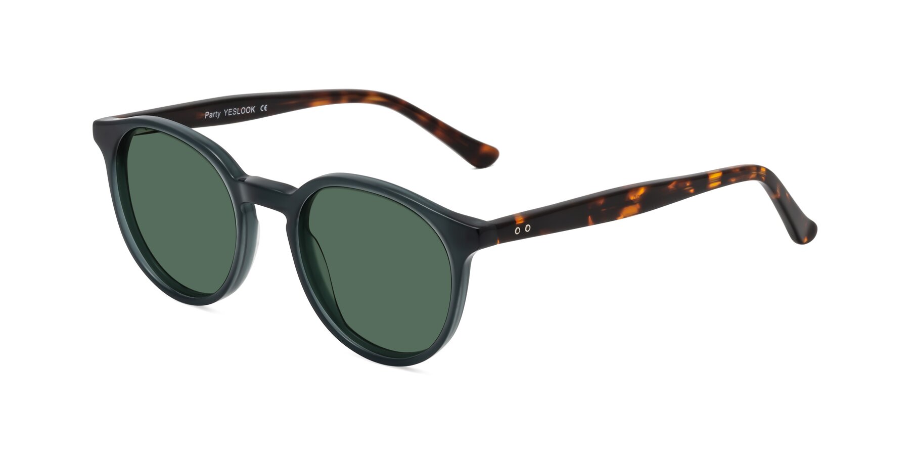 Angle of Party in Abyss Blue/Tortoise with Green Polarized Lenses