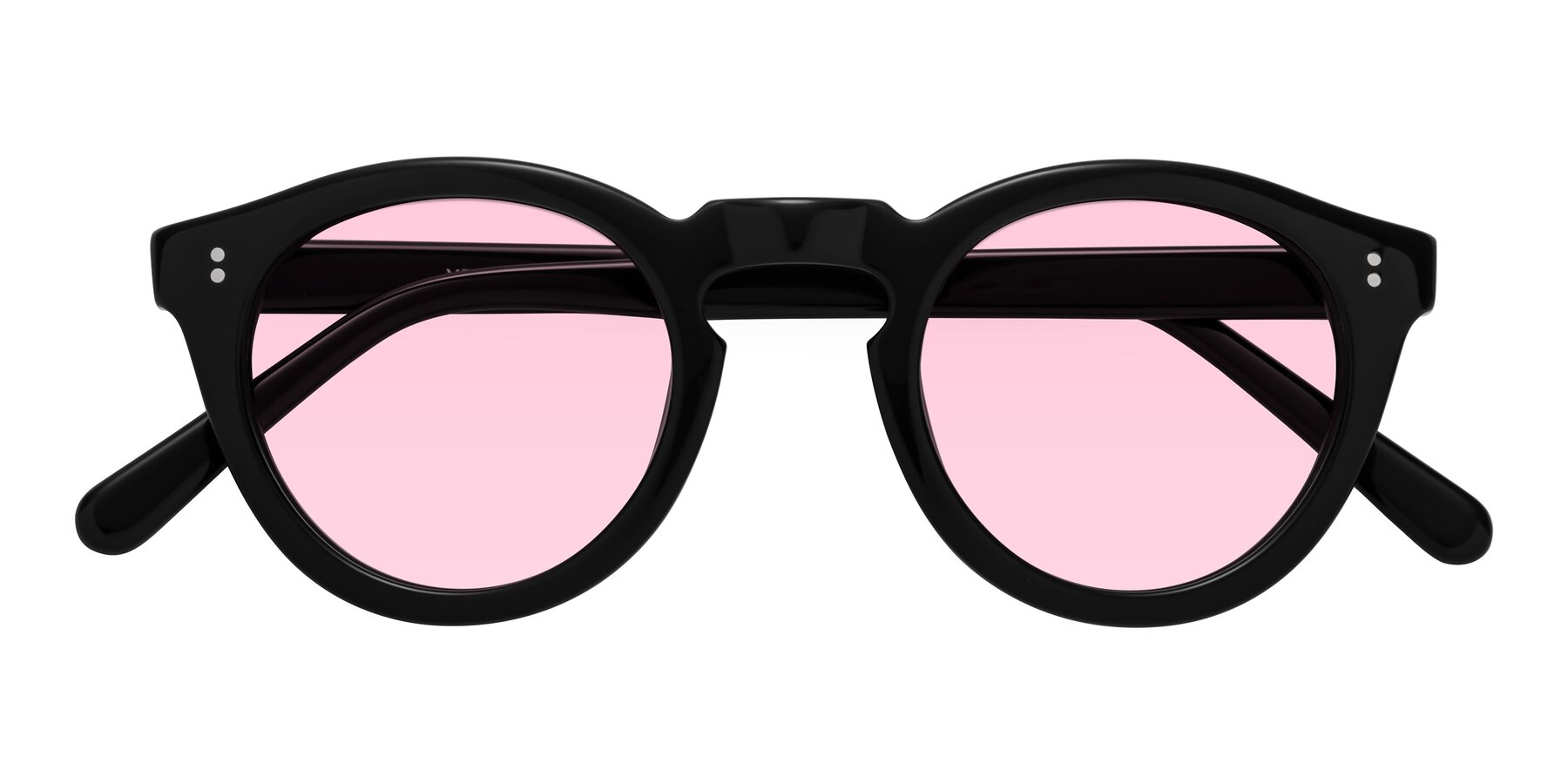 Folded Front of Annie in Black with Light Pink Tinted Lenses