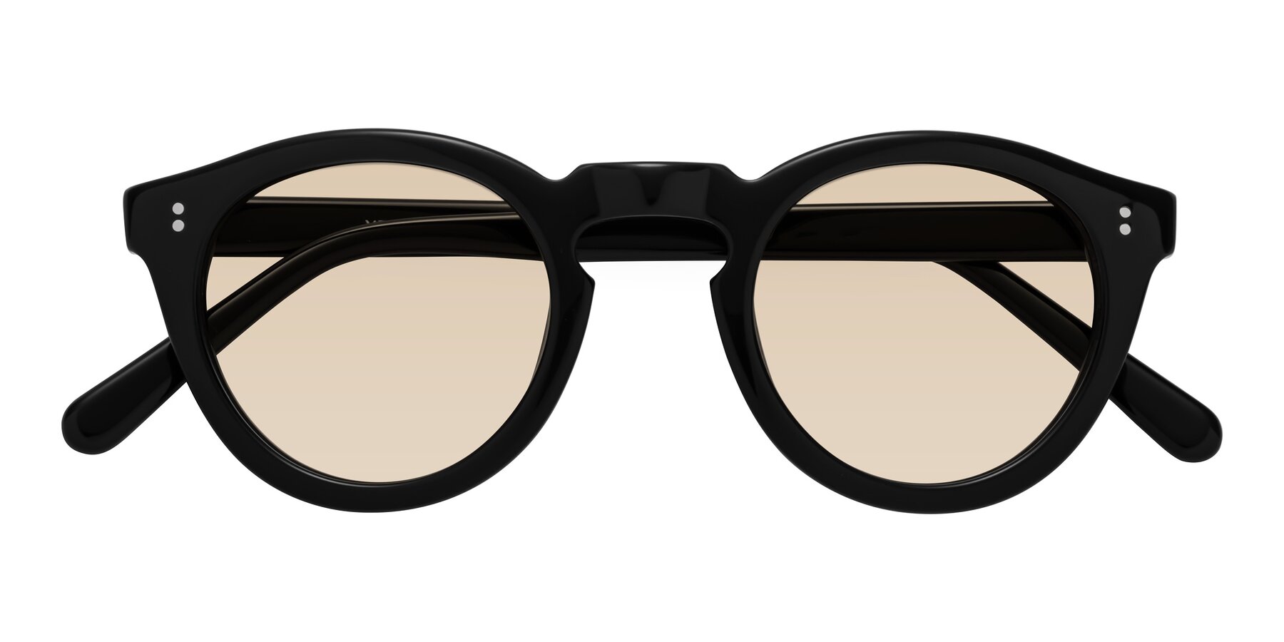 Folded Front of Annie in Black with Light Brown Tinted Lenses