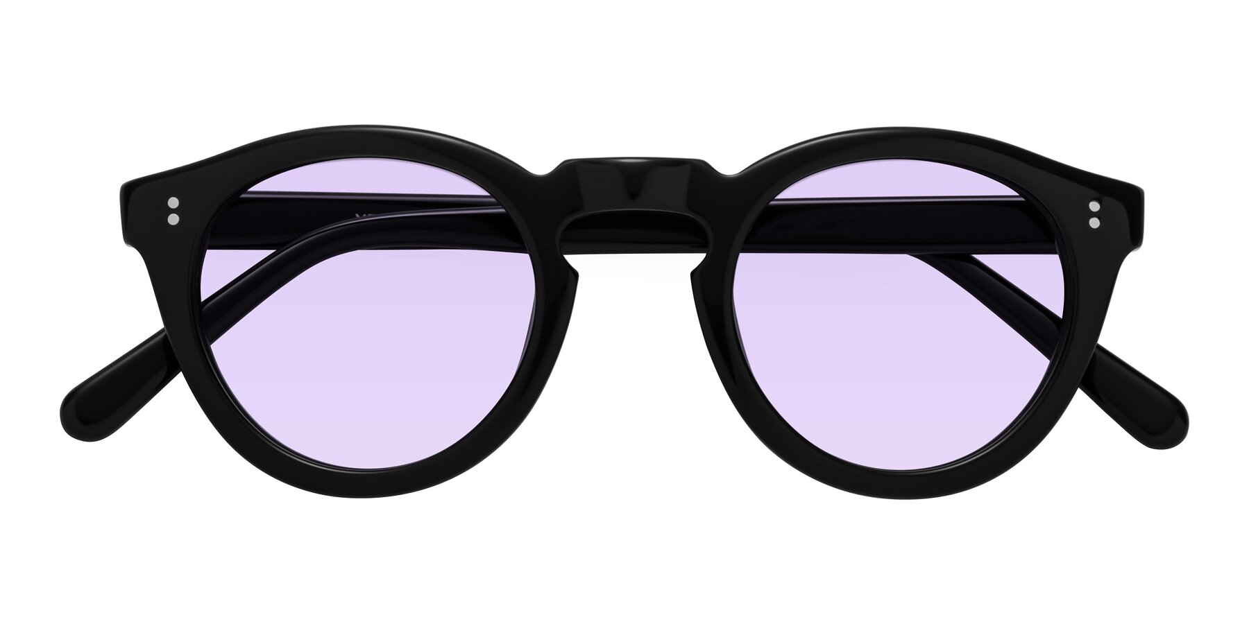 Folded Front of Annie in Black with Light Purple Tinted Lenses