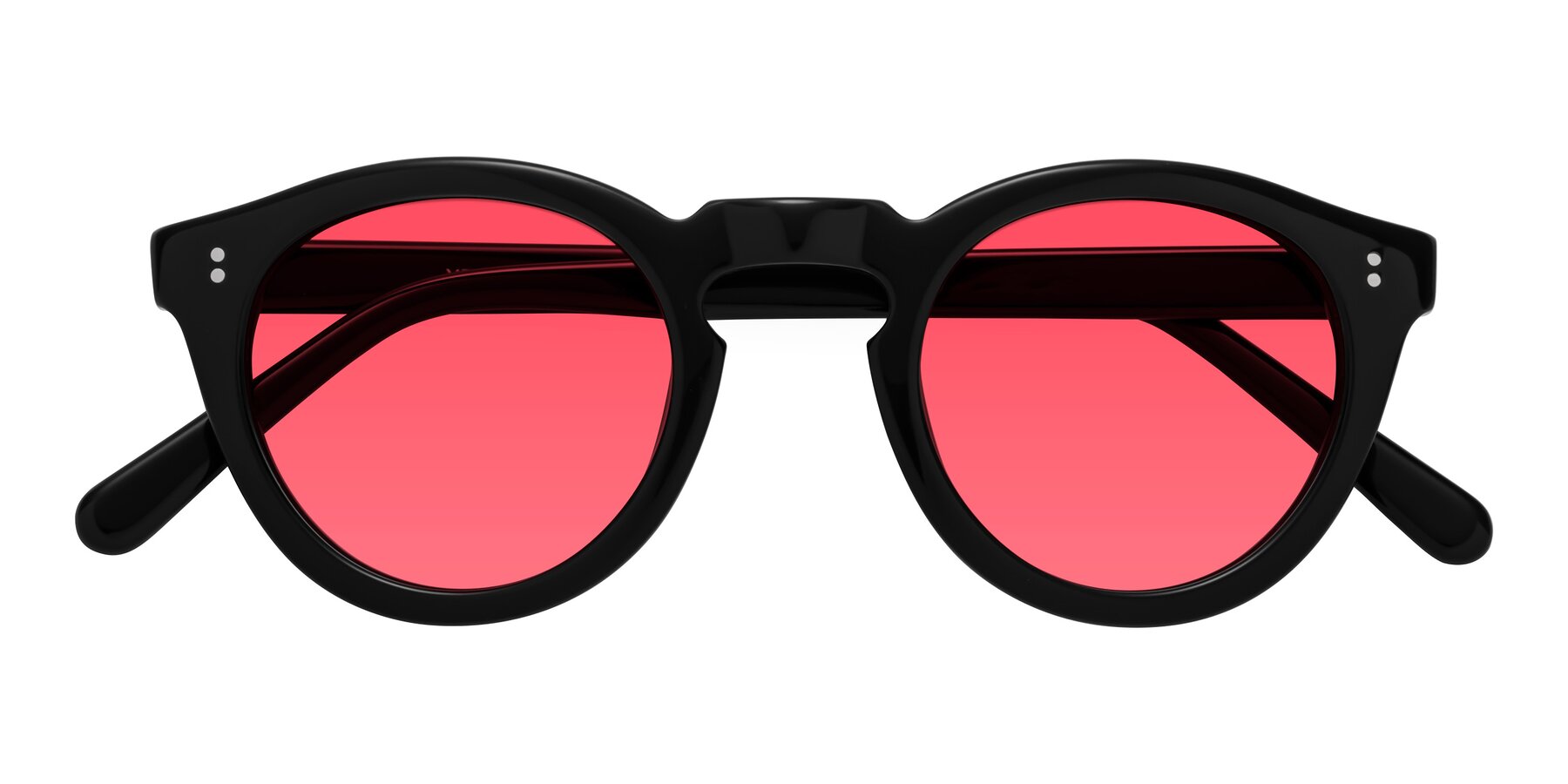 Folded Front of Annie in Black with Red Tinted Lenses