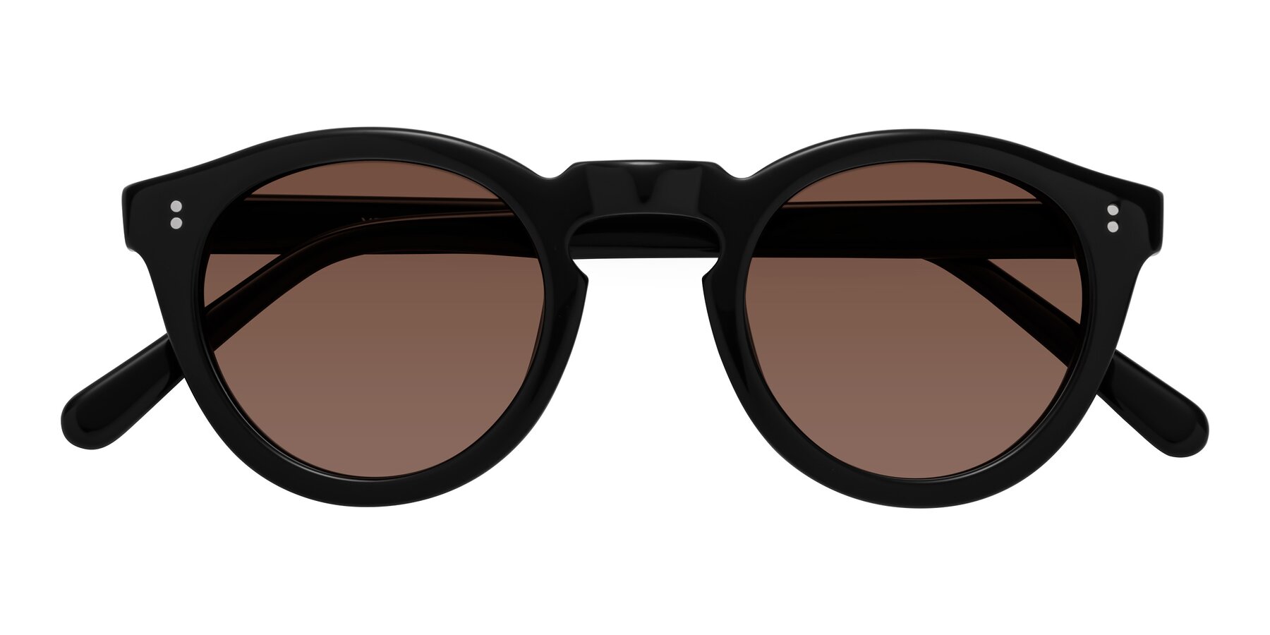 Folded Front of Annie in Black with Brown Tinted Lenses
