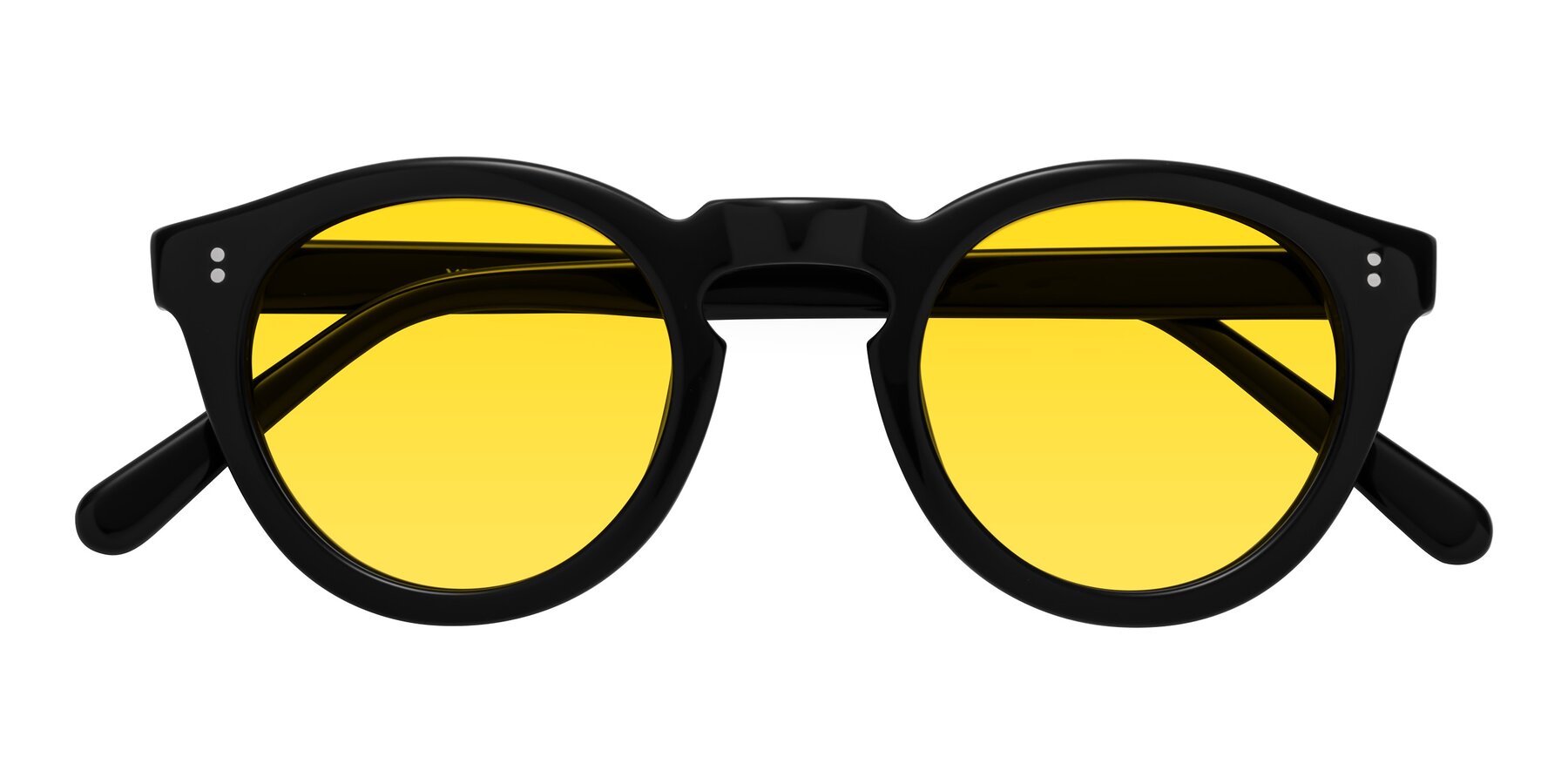 Folded Front of Annie in Black with Yellow Tinted Lenses