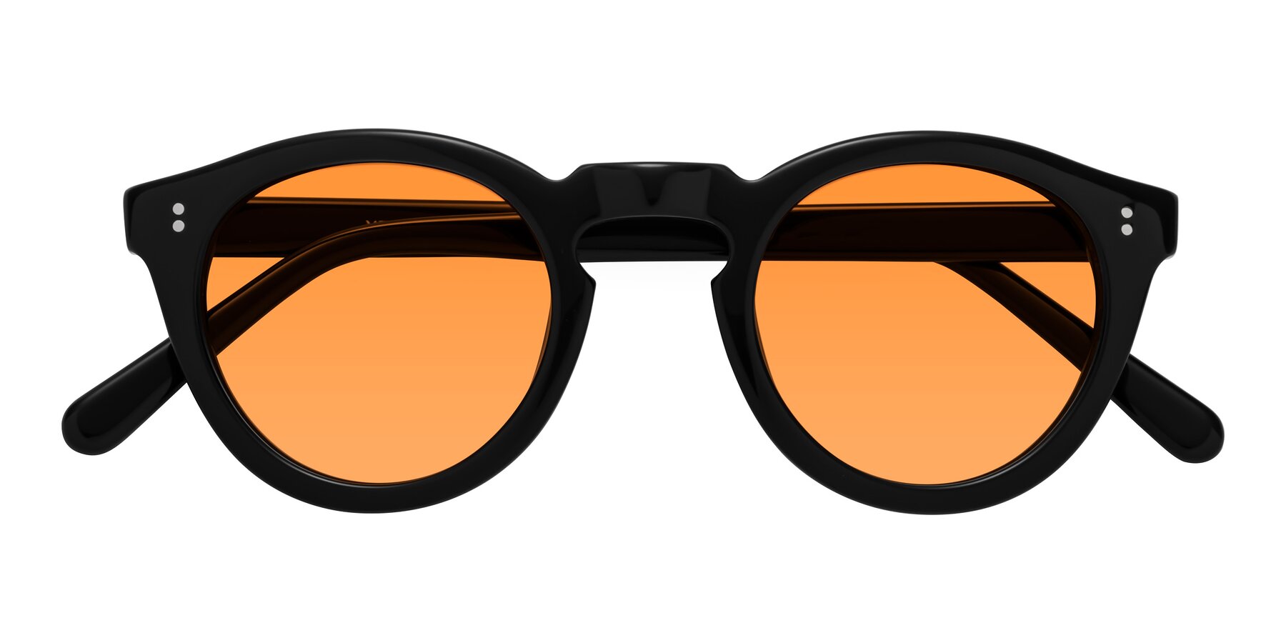 Folded Front of Annie in Black with Orange Tinted Lenses