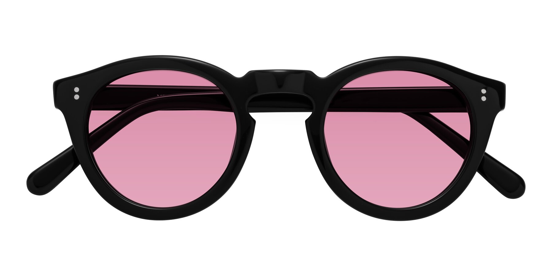 Folded Front of Annie in Black with Medium Wine Tinted Lenses