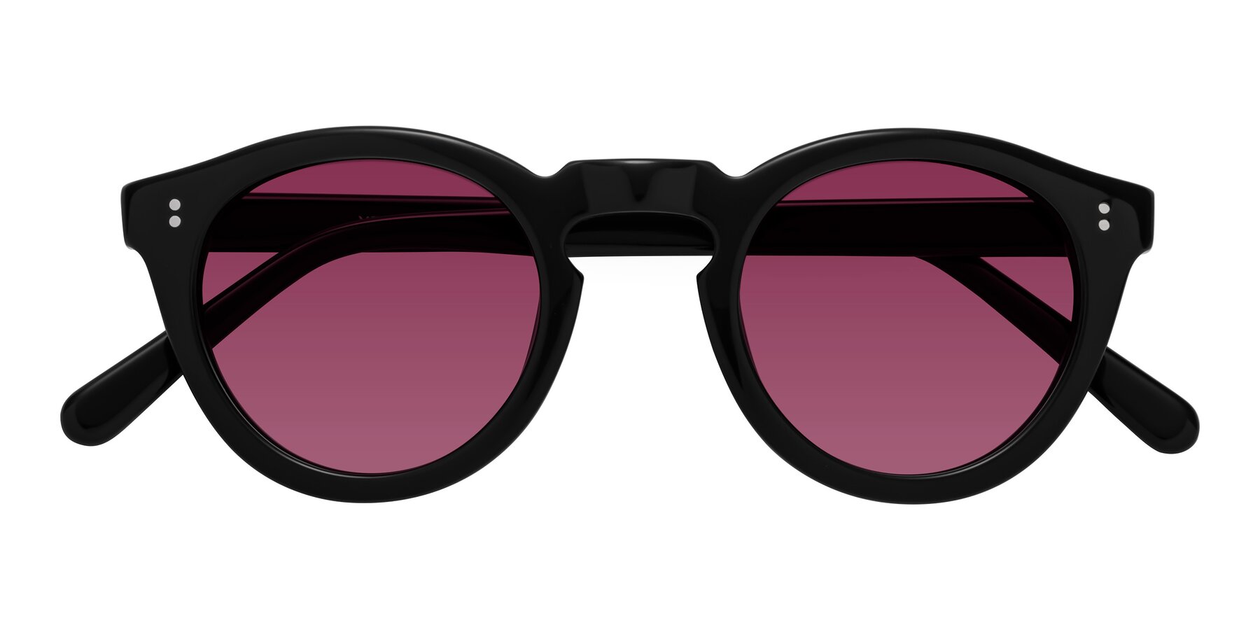 Folded Front of Annie in Black with Wine Tinted Lenses