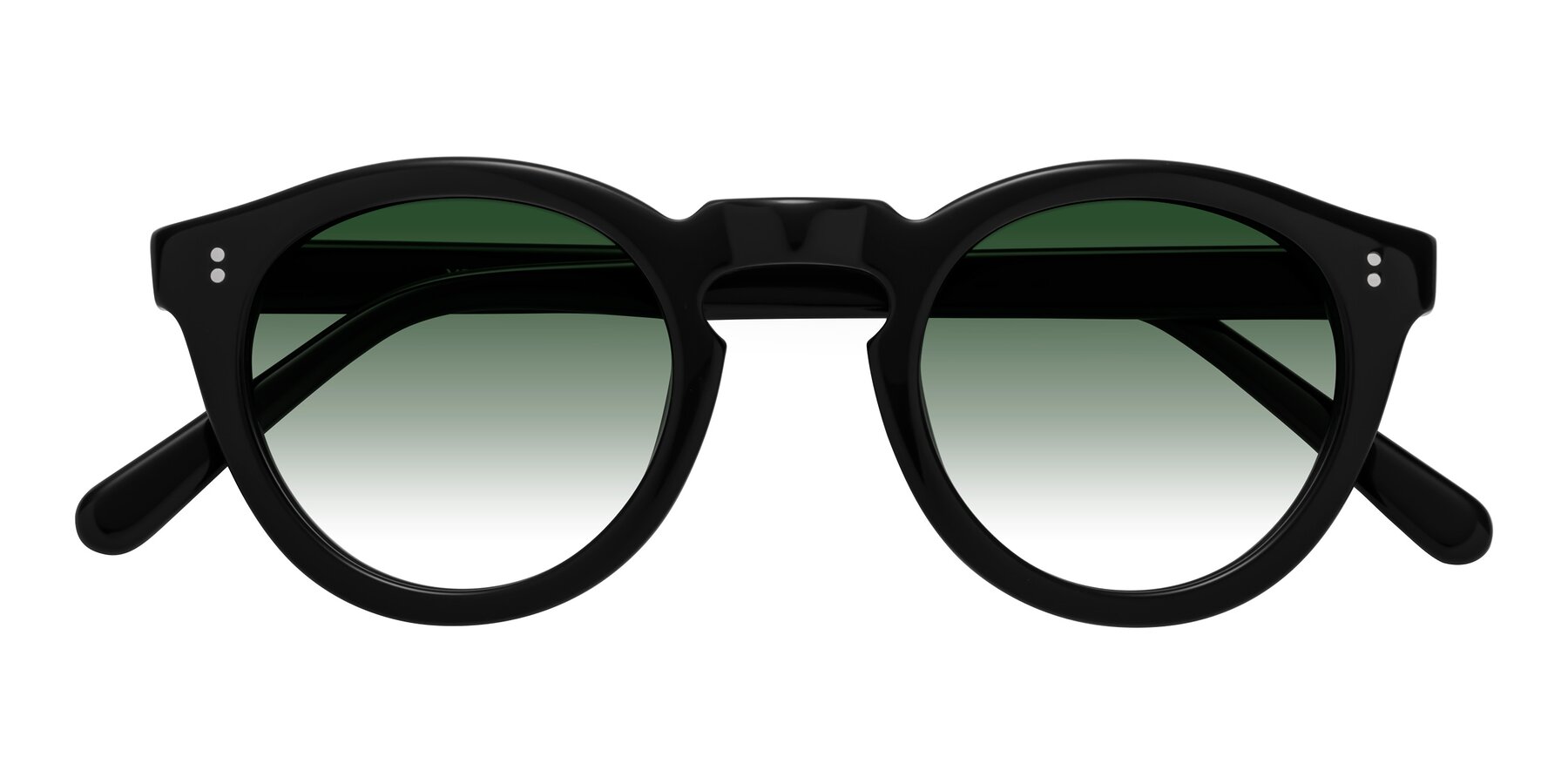 Folded Front of Annie in Black with Green Gradient Lenses