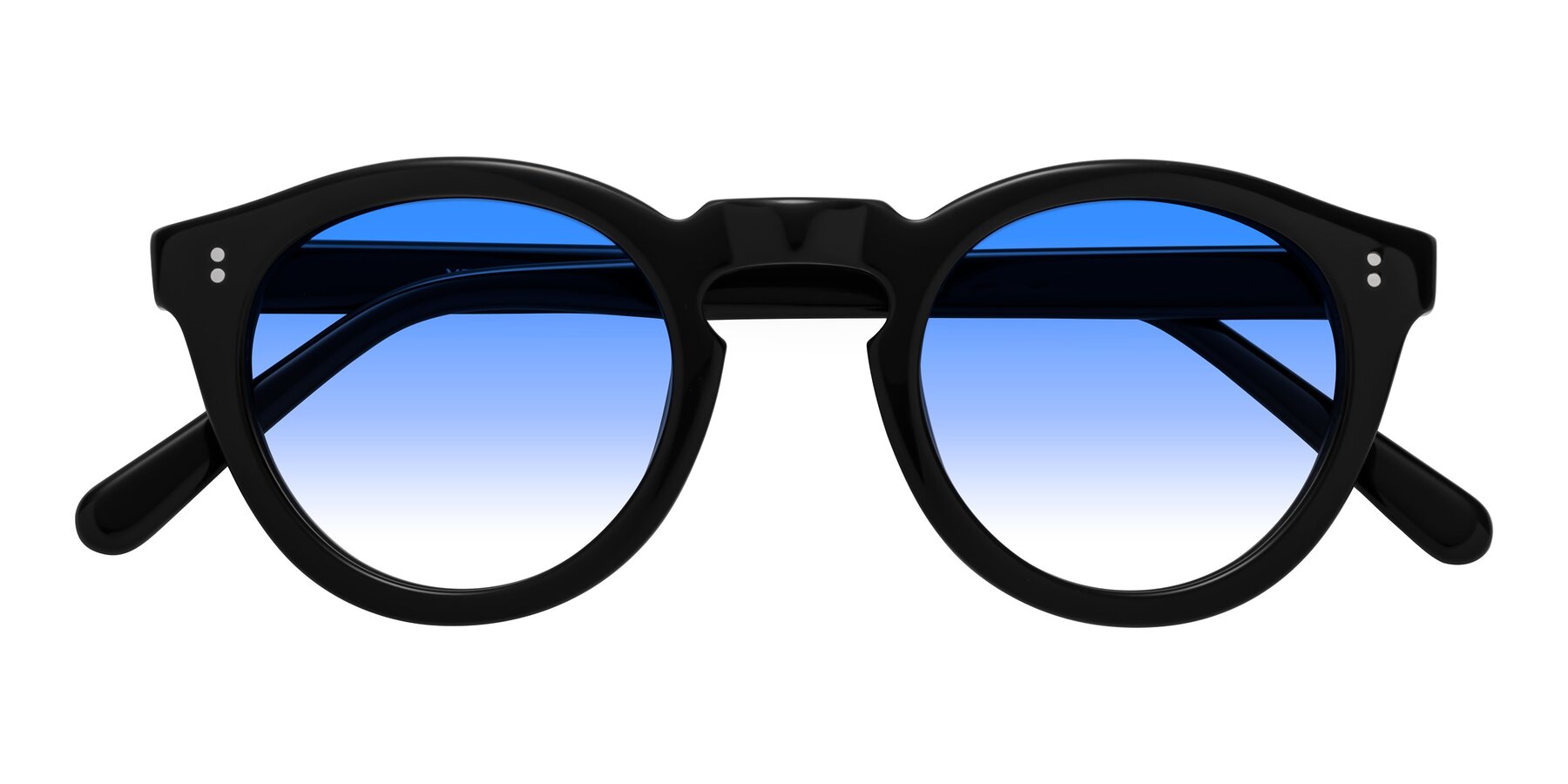 Folded Front of Annie in Black with Blue Gradient Lenses