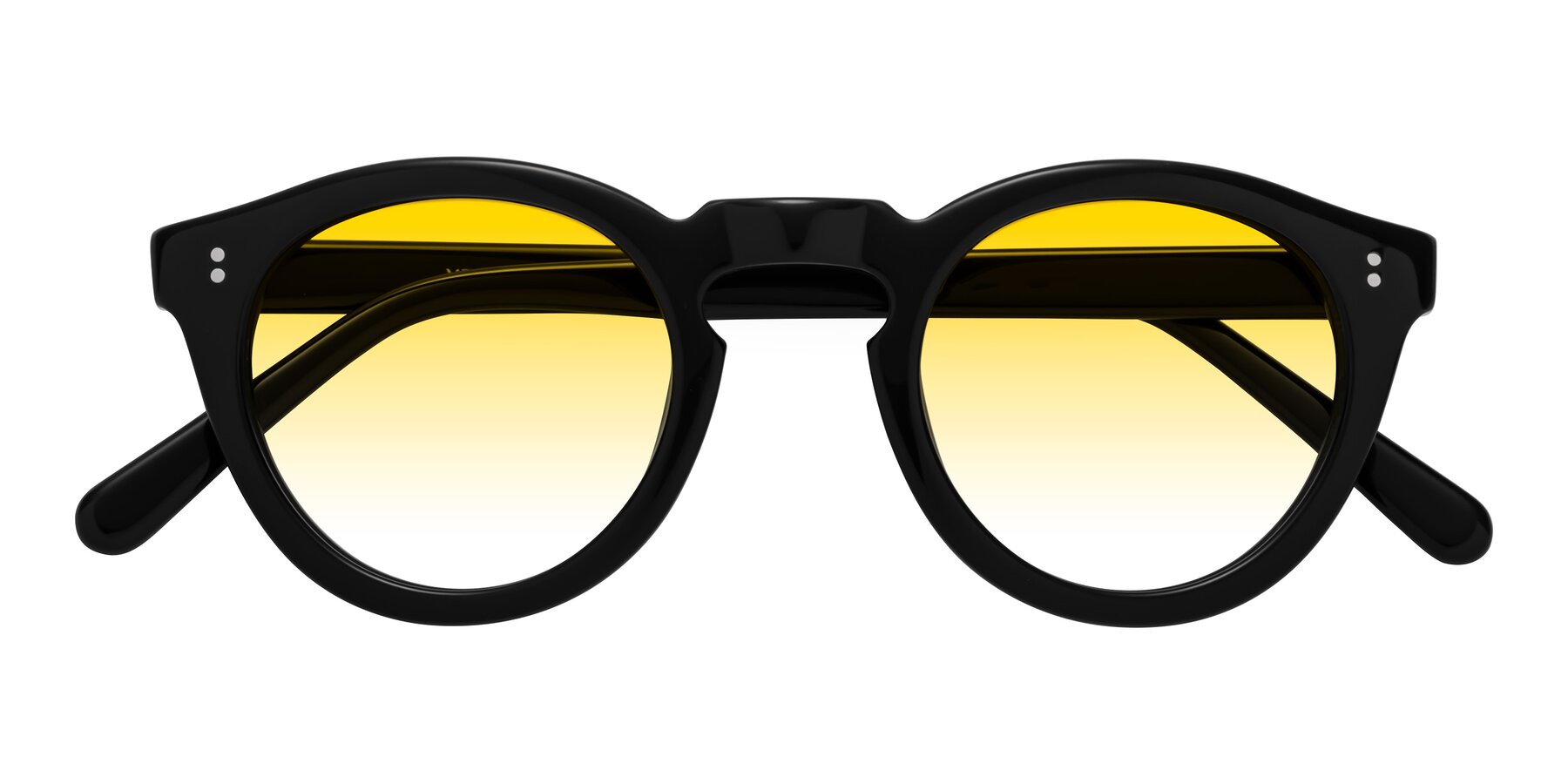 Folded Front of Annie in Black with Yellow Gradient Lenses