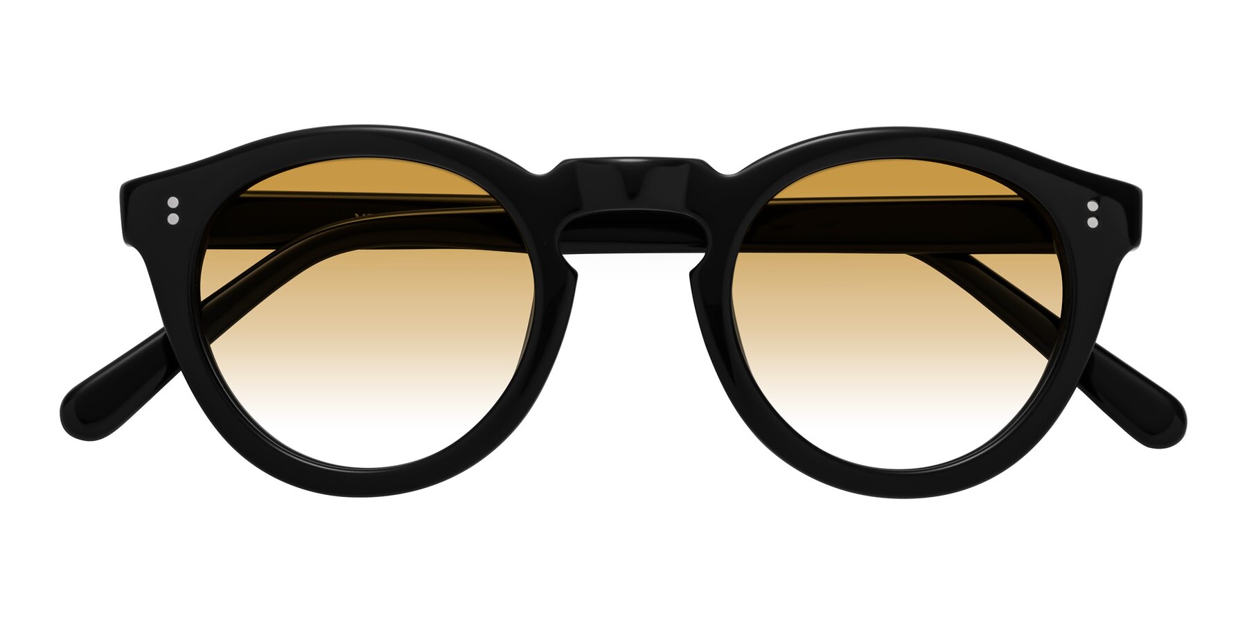 Folded Front of Annie in Black with Champagne Gradient Lenses