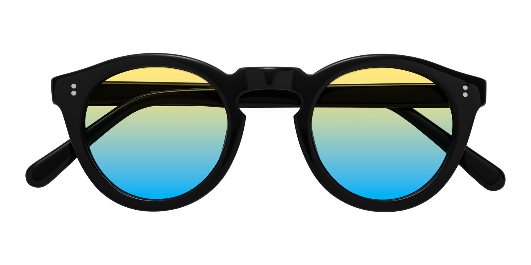 Folded Front of Annie in Black with Yellow / Blue Gradient Lenses