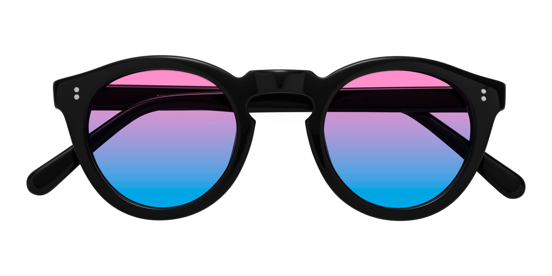 Folded Front of Annie in Black with Pink / Blue Gradient Lenses