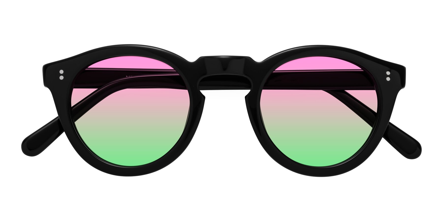 Folded Front of Annie in Black with Pink / Green Gradient Lenses