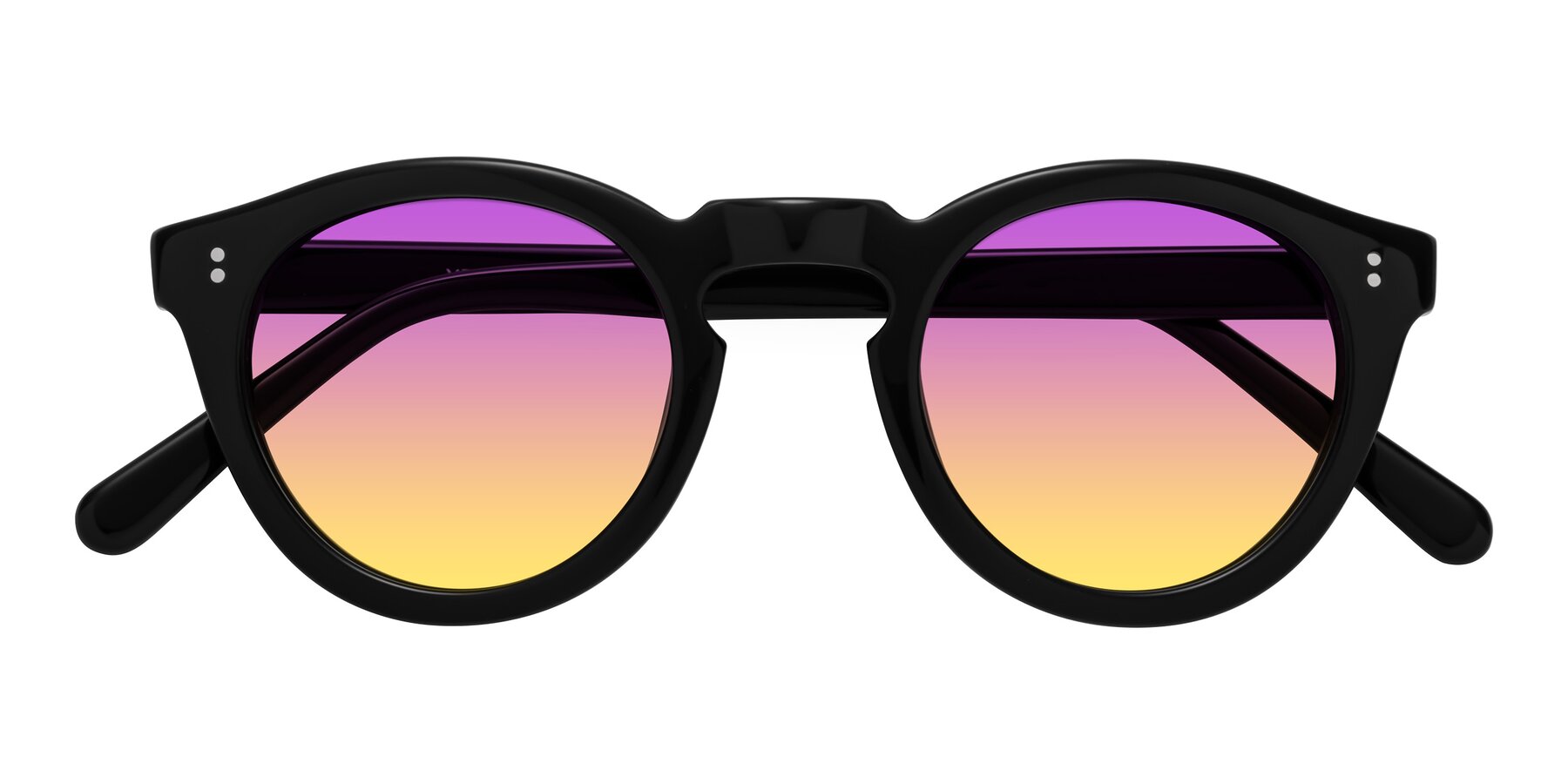 Folded Front of Annie in Black with Purple / Yellow Gradient Lenses