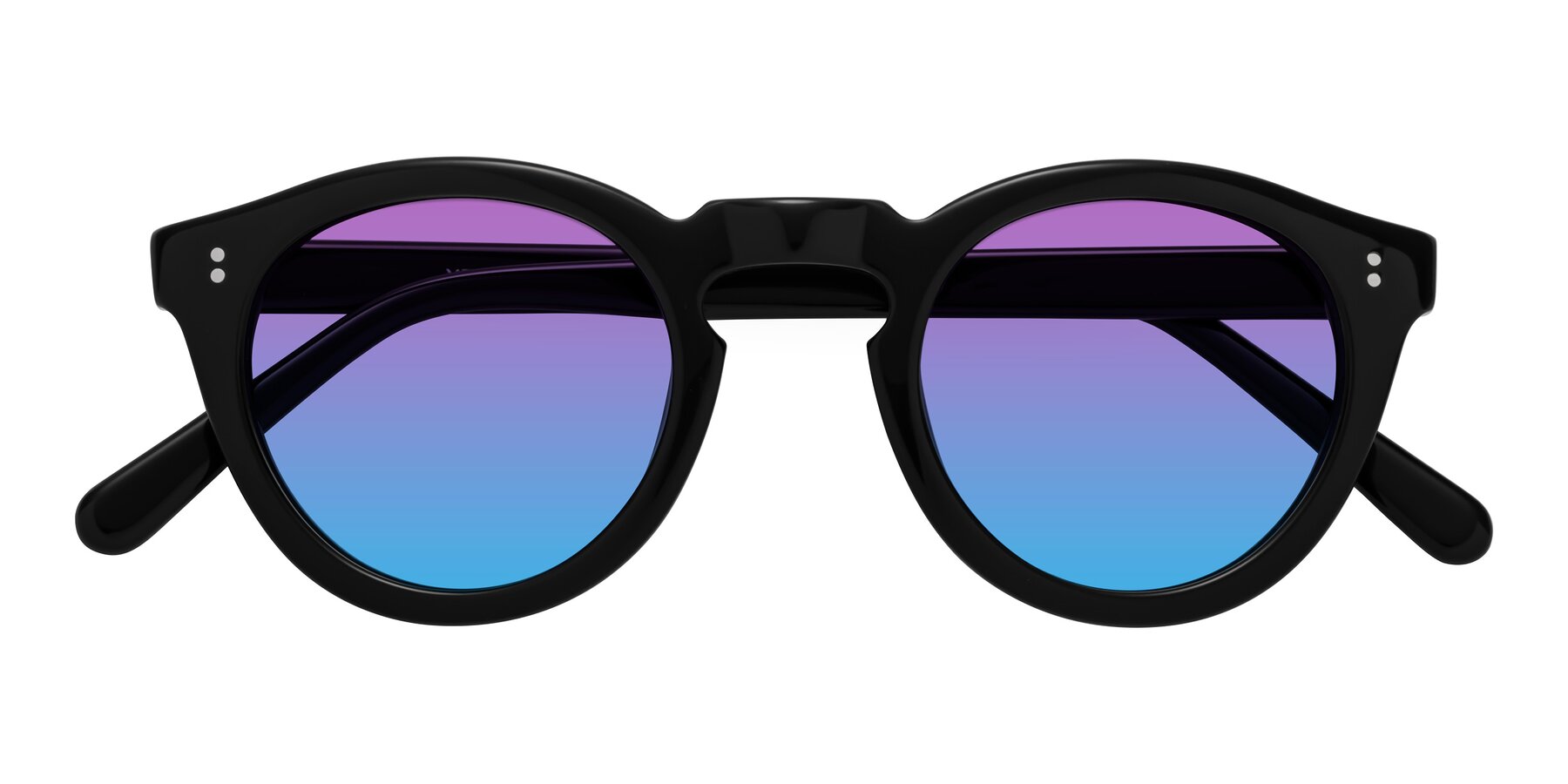 Folded Front of Annie in Black with Purple / Blue Gradient Lenses