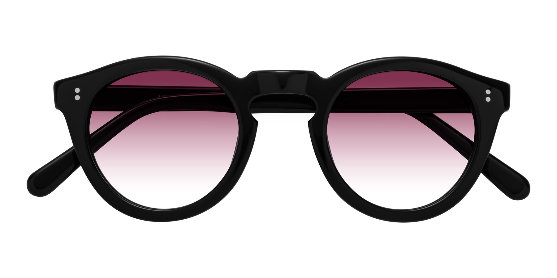 Folded Front of Annie in Black with Wine Gradient Lenses