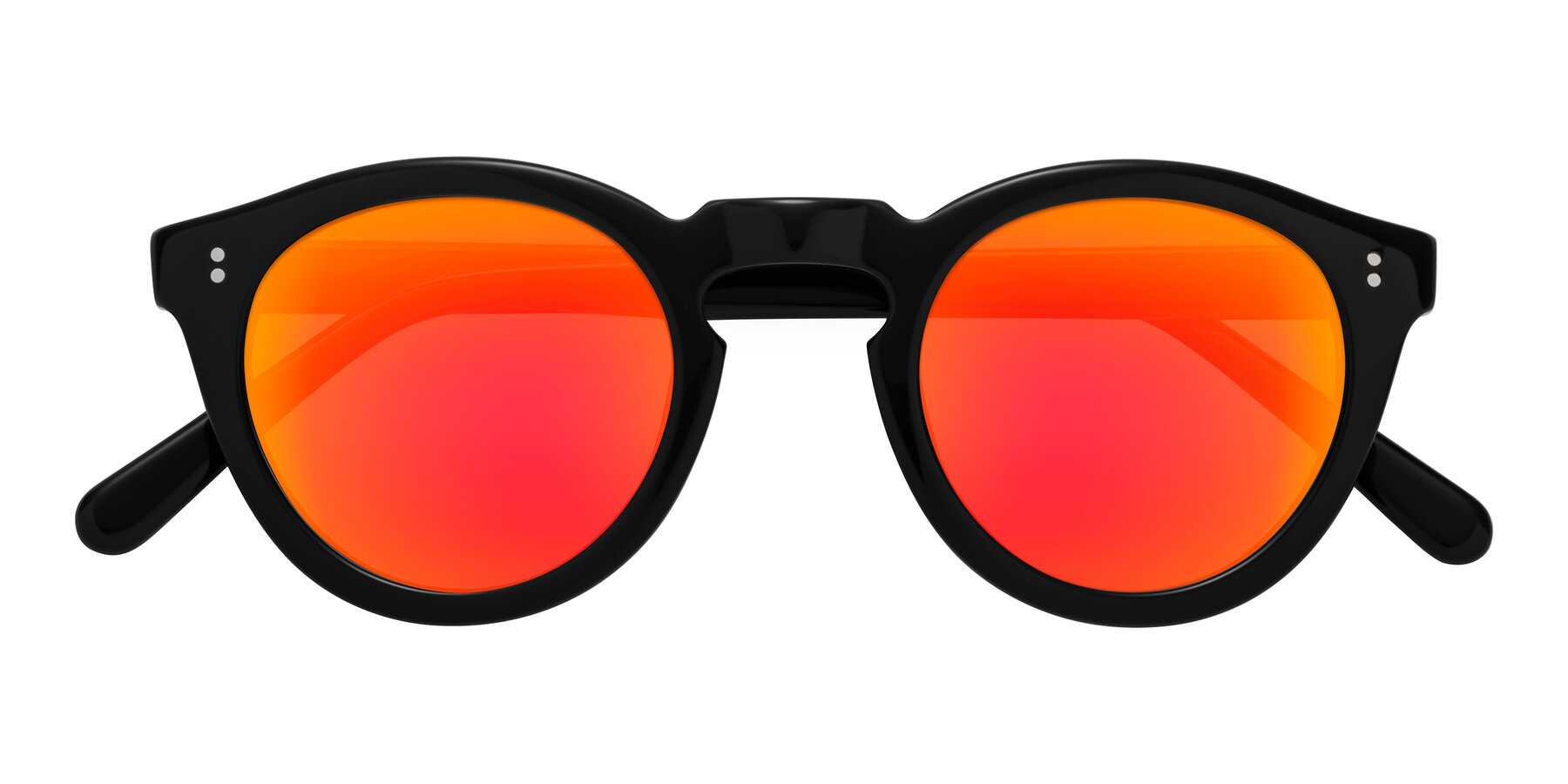 Folded Front of Annie in Black with Red Gold Mirrored Lenses