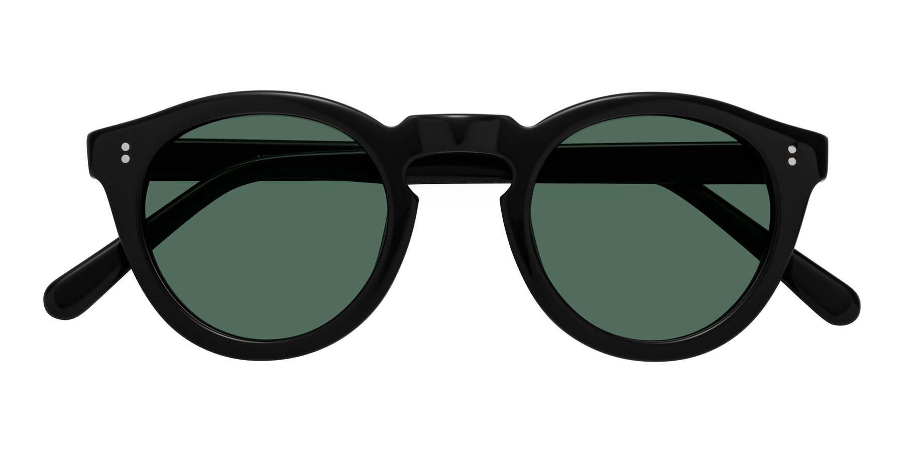 Folded Front of Annie in Black with Green Polarized Lenses