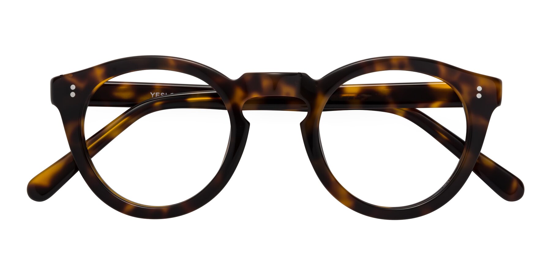 Folded Front of Annie in Tortoise with Clear Blue Light Blocking Lenses