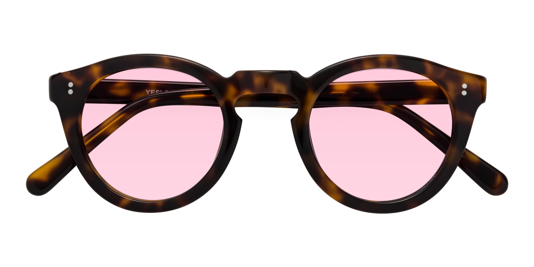 Folded Front of Annie in Tortoise with Light Pink Tinted Lenses