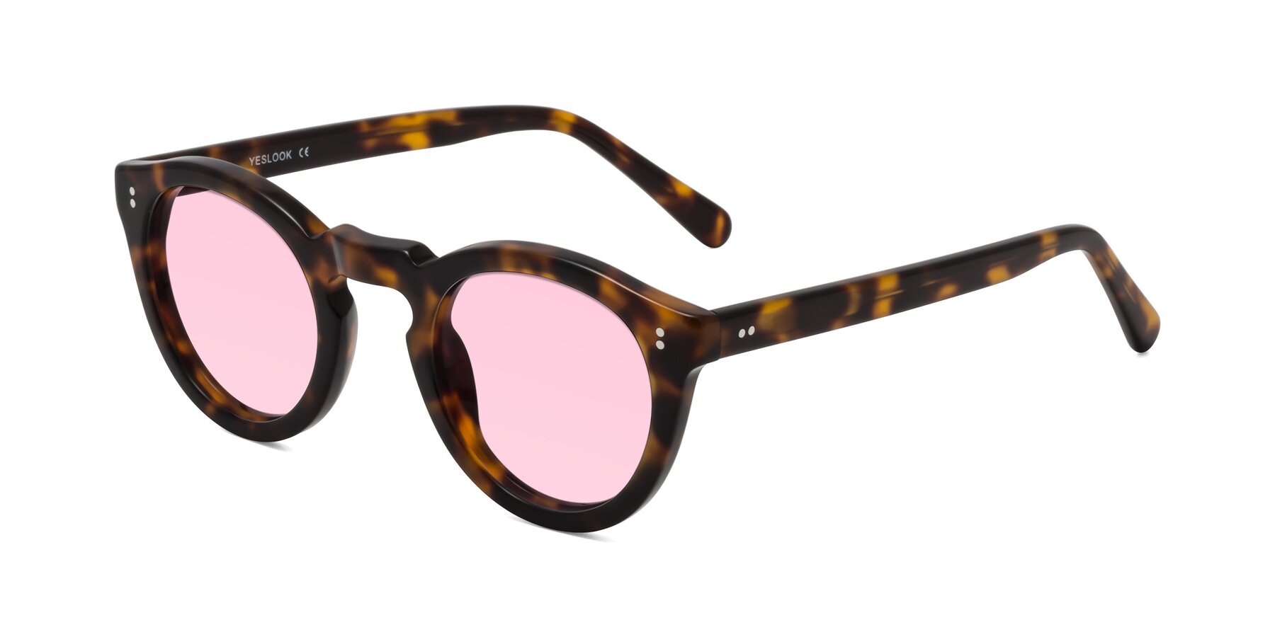 Angle of Annie in Tortoise with Light Pink Tinted Lenses