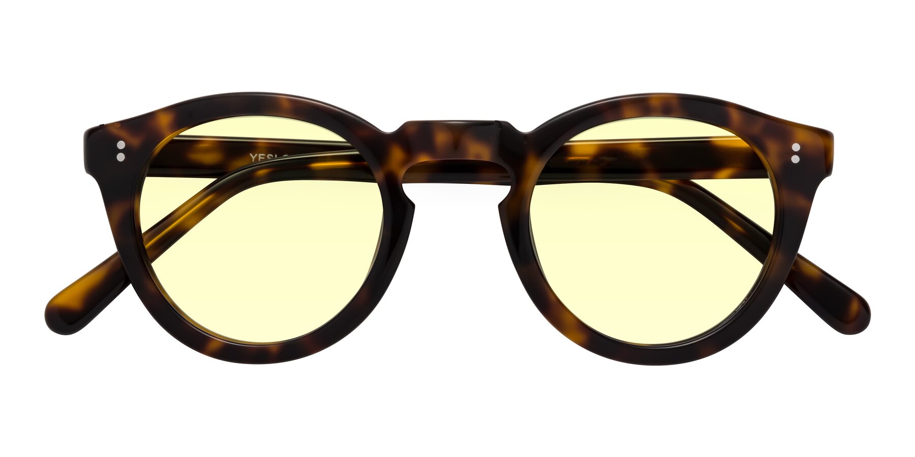 Folded Front of Annie in Tortoise with Light Yellow Tinted Lenses