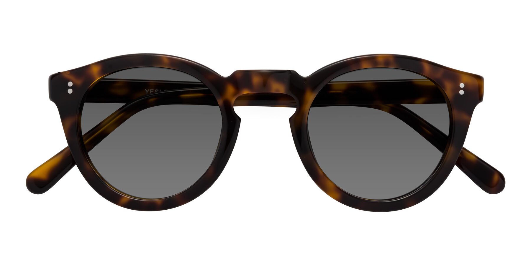 Folded Front of Annie in Tortoise with Medium Gray Tinted Lenses