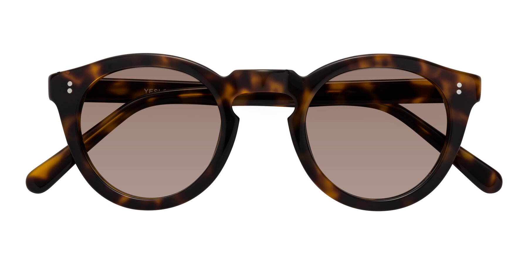 Folded Front of Annie in Tortoise with Medium Brown Tinted Lenses