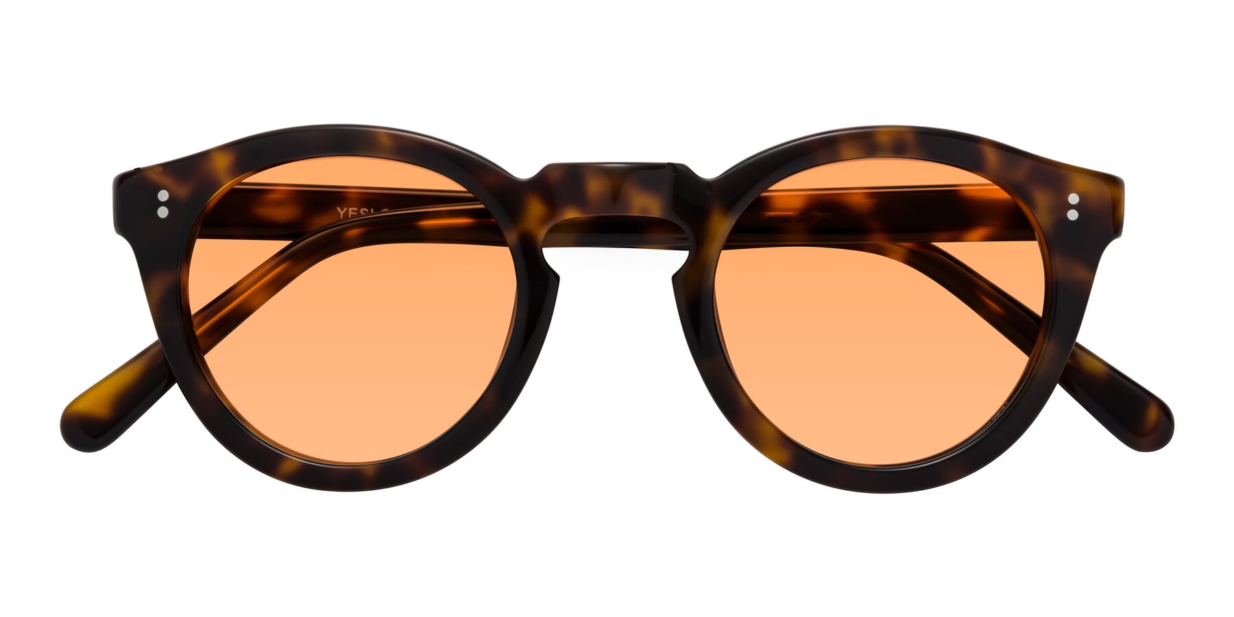 Folded Front of Annie in Tortoise with Medium Orange Tinted Lenses
