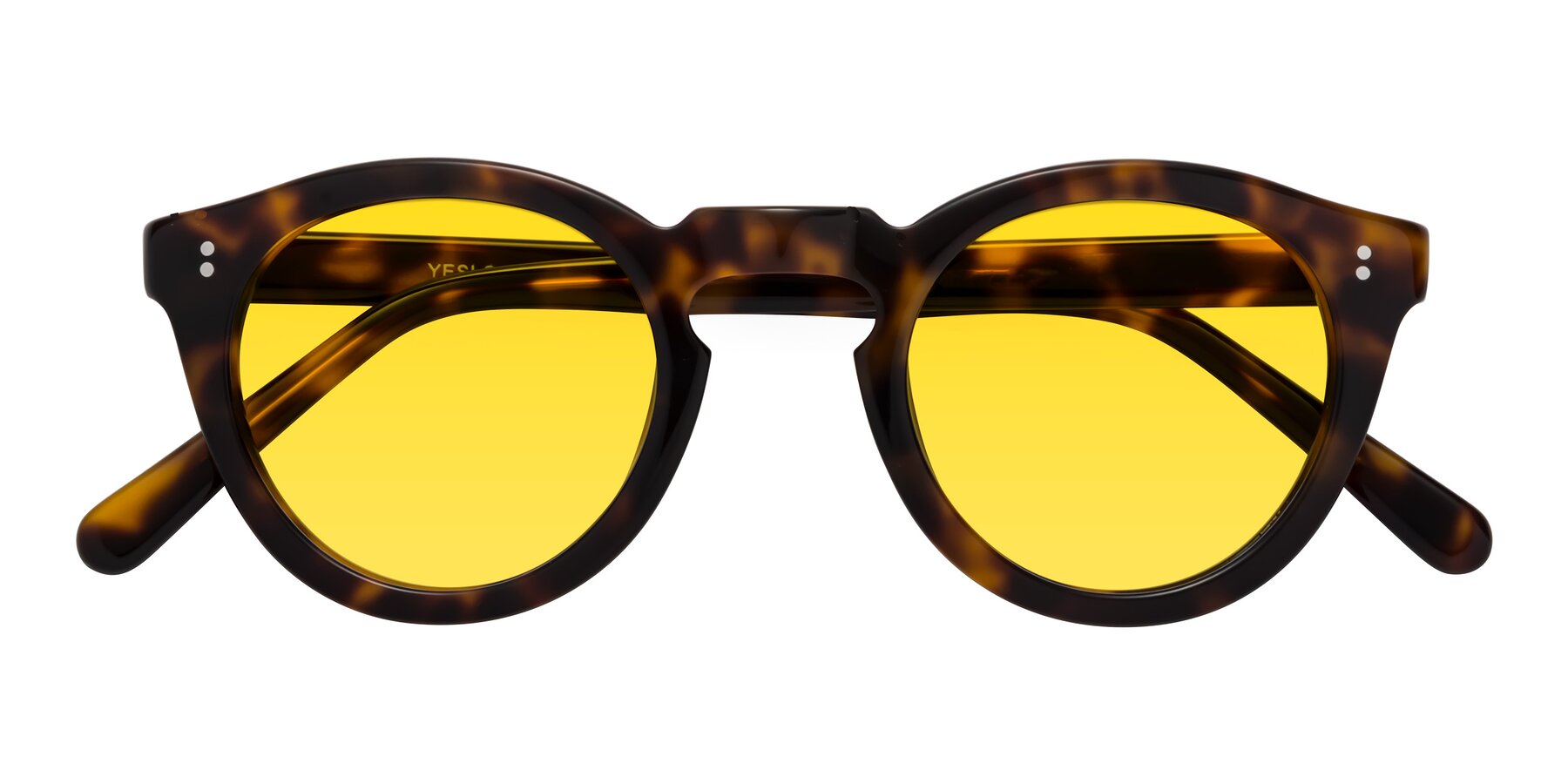 Folded Front of Annie in Tortoise with Yellow Tinted Lenses