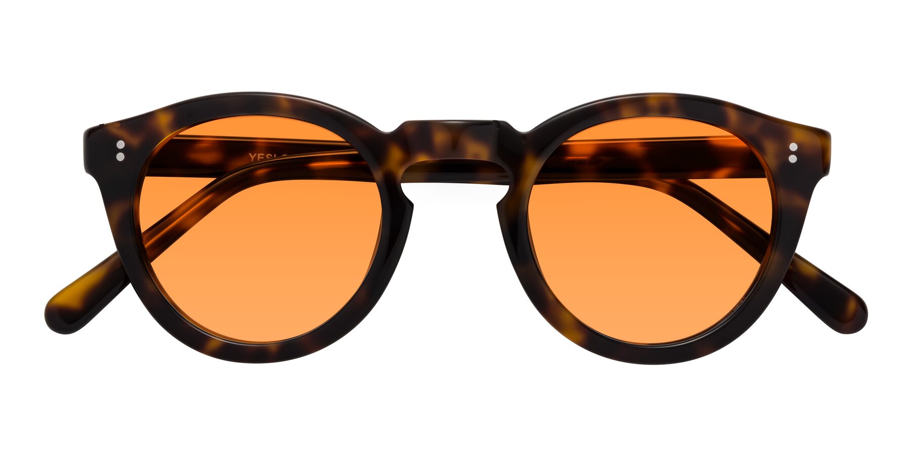 Folded Front of Annie in Tortoise with Orange Tinted Lenses