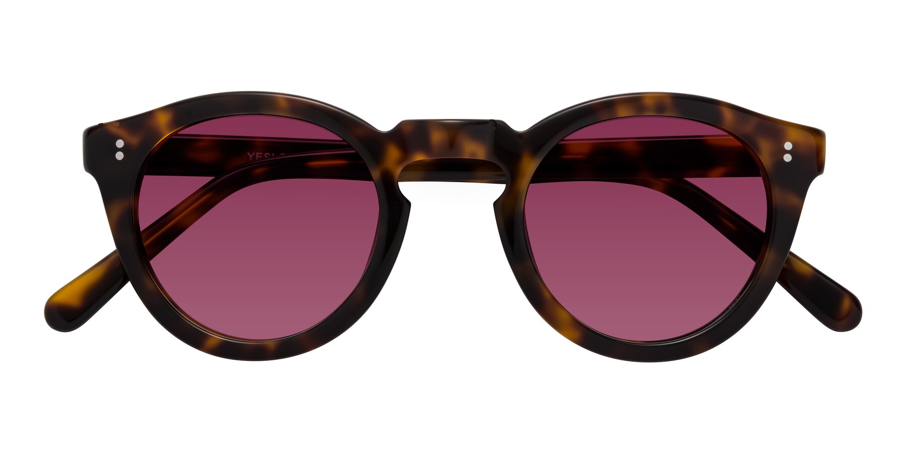 Folded Front of Annie in Tortoise with Wine Tinted Lenses