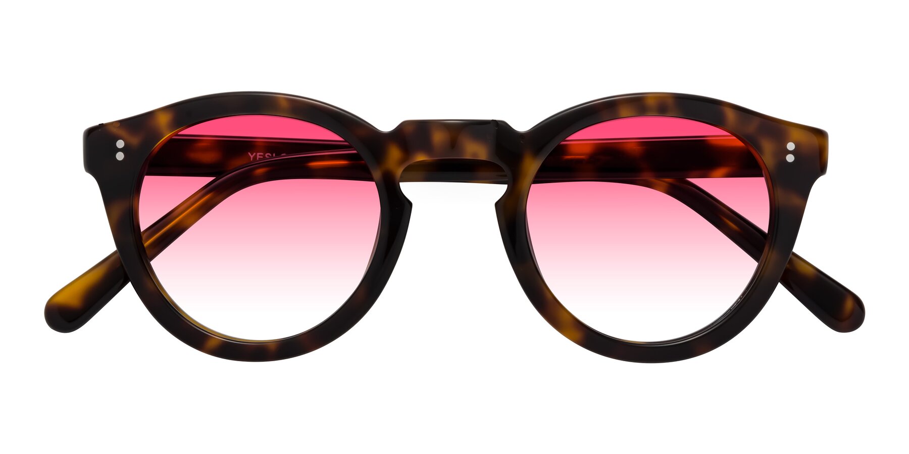Folded Front of Annie in Tortoise with Pink Gradient Lenses