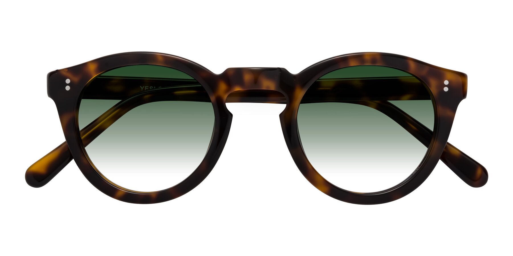 Folded Front of Annie in Tortoise with Green Gradient Lenses