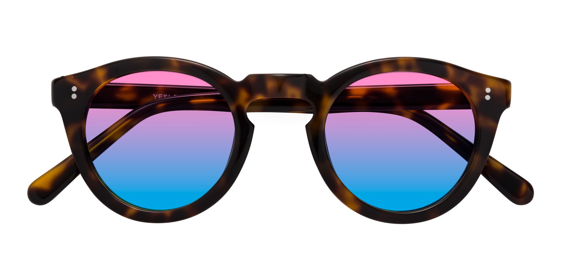 Folded Front of Annie in Tortoise with Pink / Blue Gradient Lenses