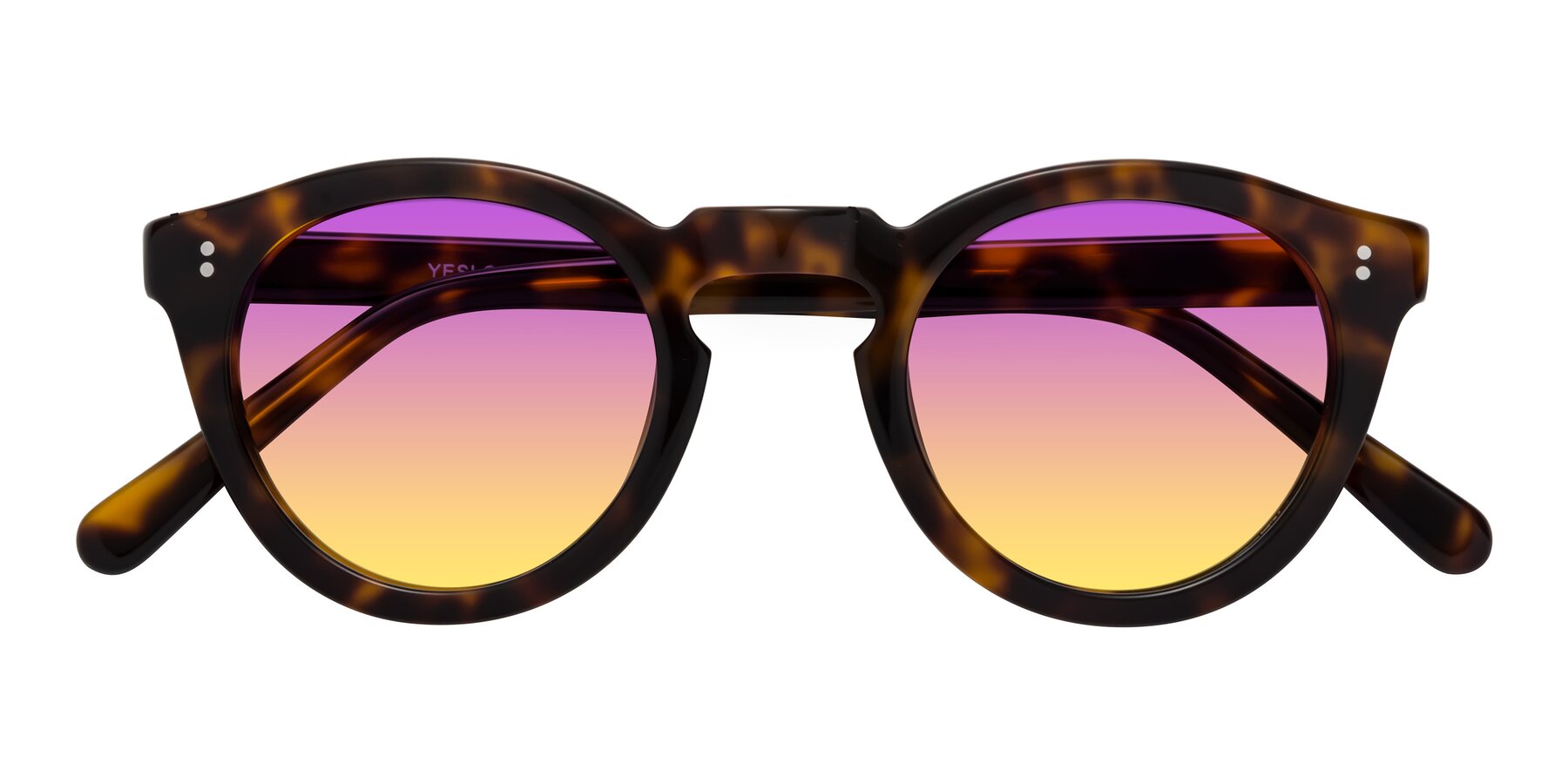 Folded Front of Annie in Tortoise with Purple / Yellow Gradient Lenses