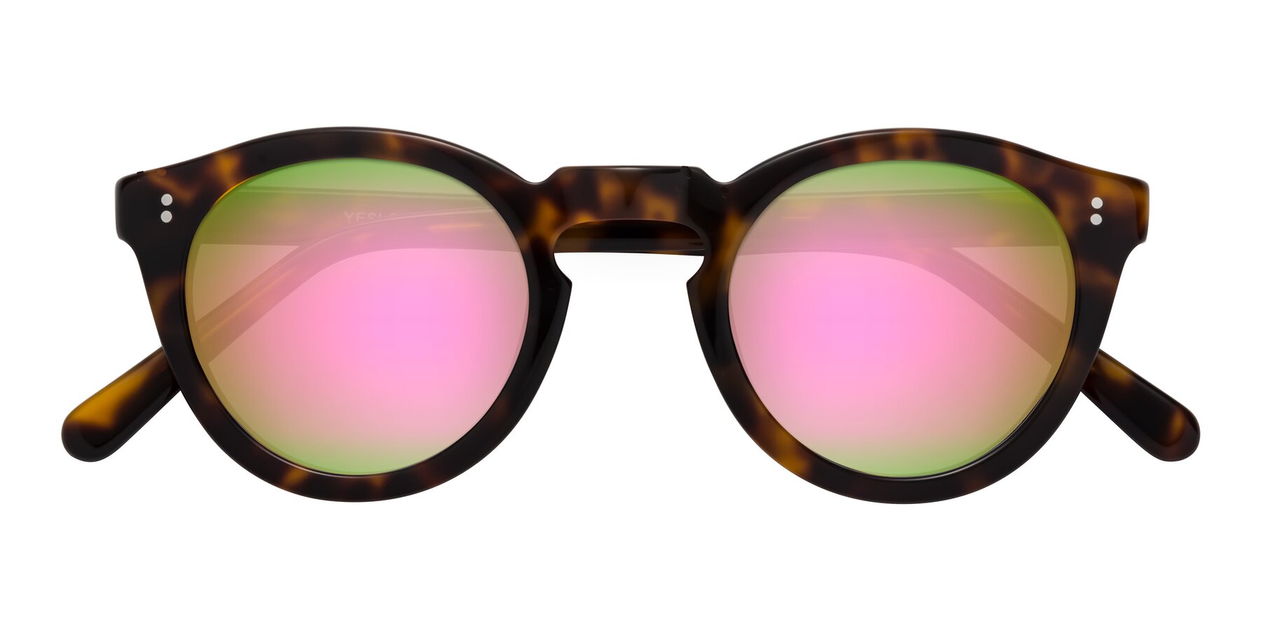 Folded Front of Annie in Tortoise with Pink Mirrored Lenses