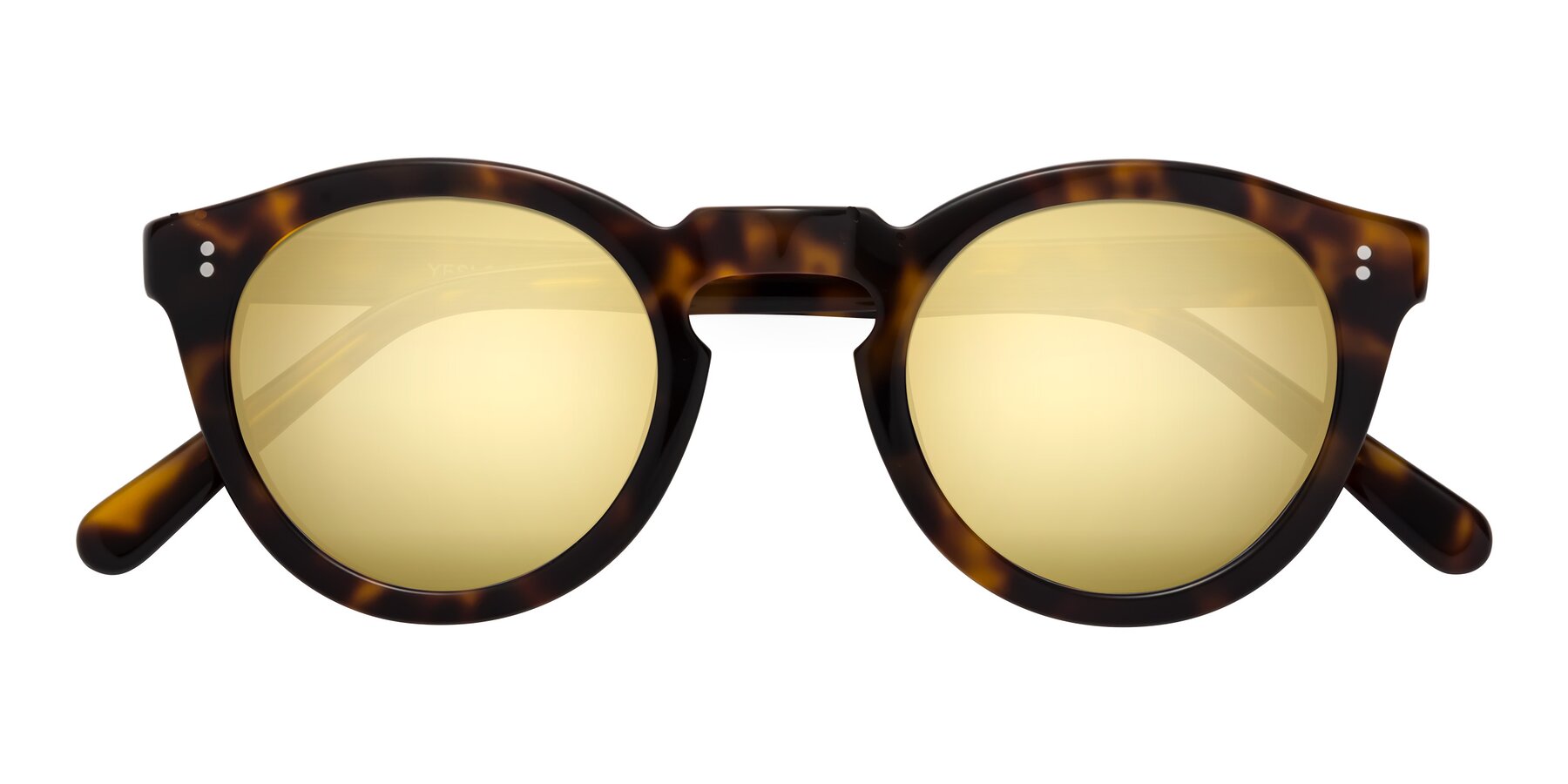 Folded Front of Annie in Tortoise with Gold Mirrored Lenses