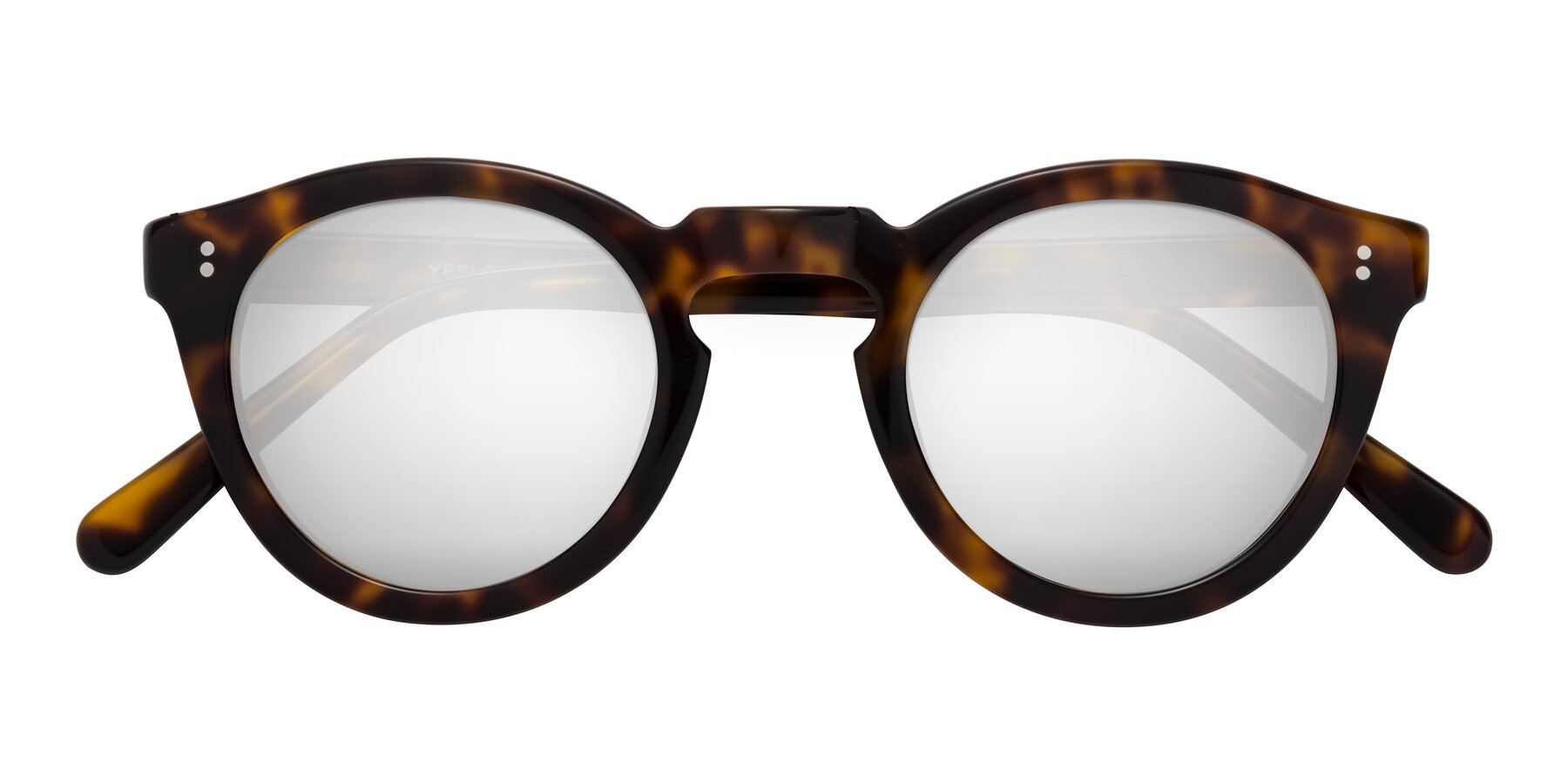 Folded Front of Annie in Tortoise with Silver Mirrored Lenses