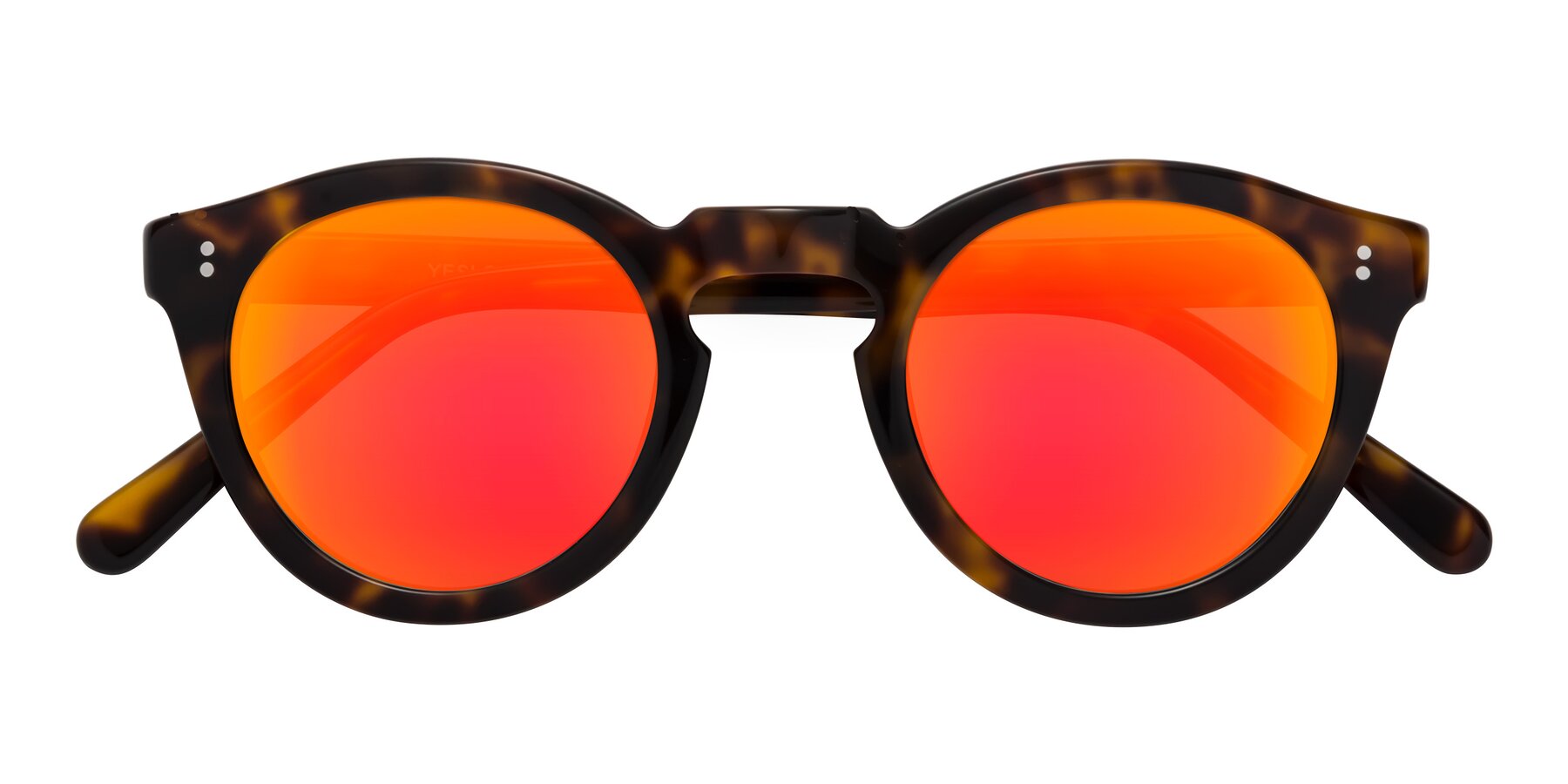 Folded Front of Annie in Tortoise with Red Gold Mirrored Lenses