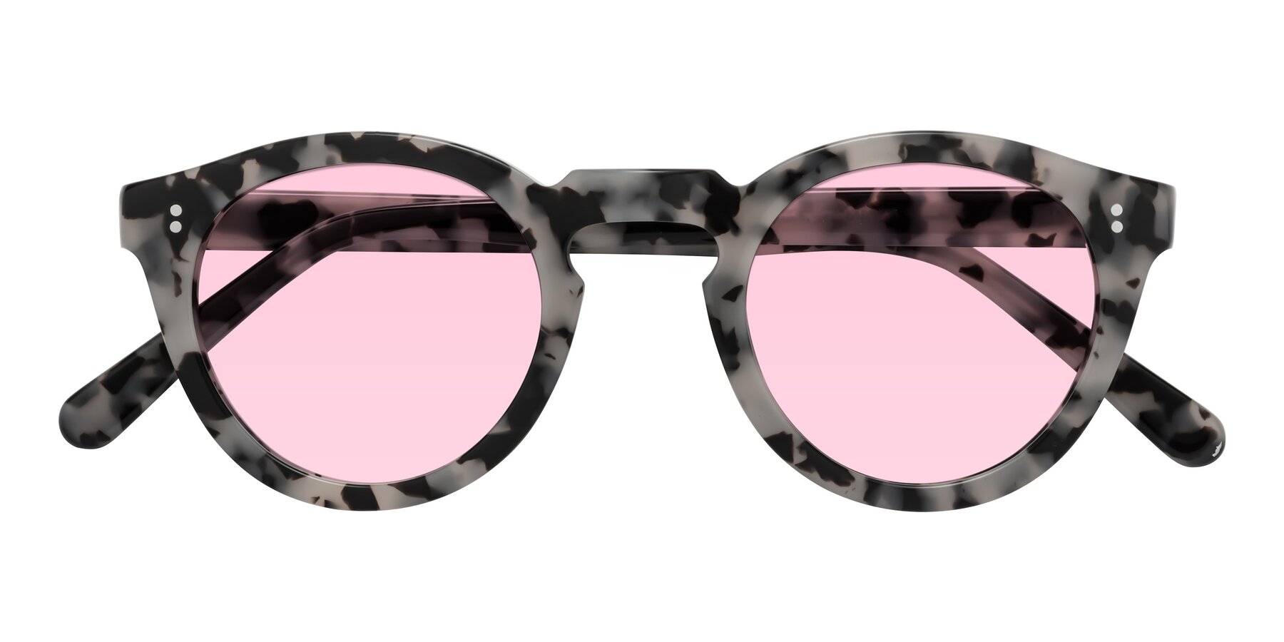 Folded Front of Annie in Ivory Tortoise with Light Pink Tinted Lenses