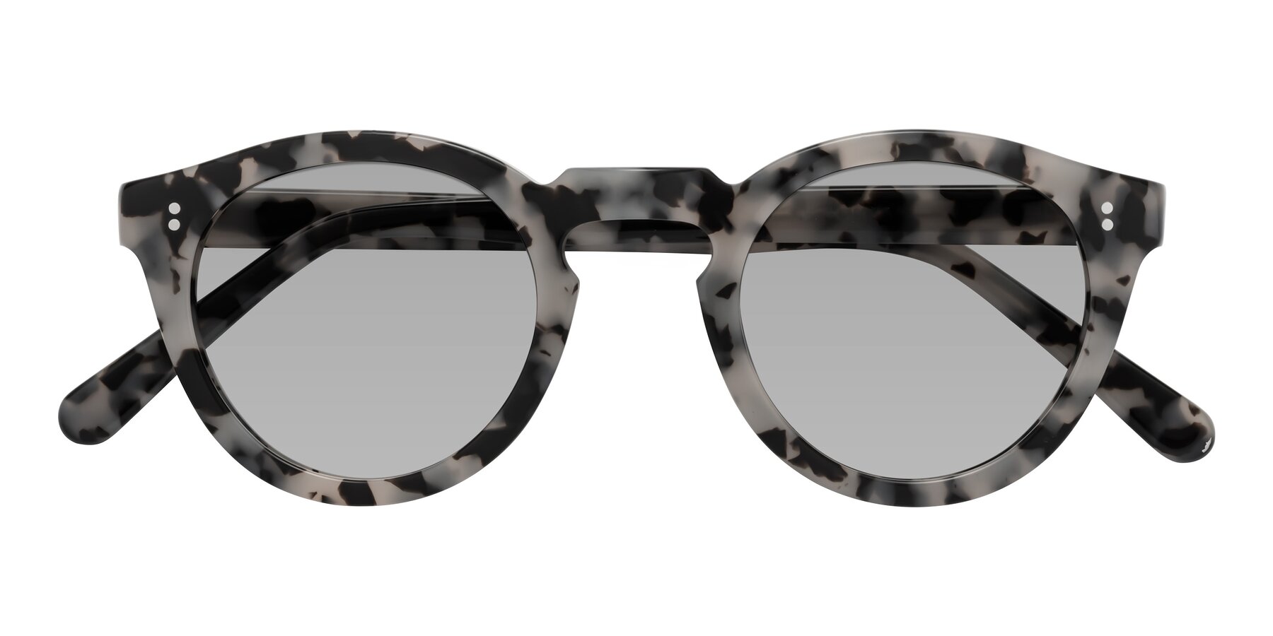 Folded Front of Annie in Ivory Tortoise with Light Gray Tinted Lenses